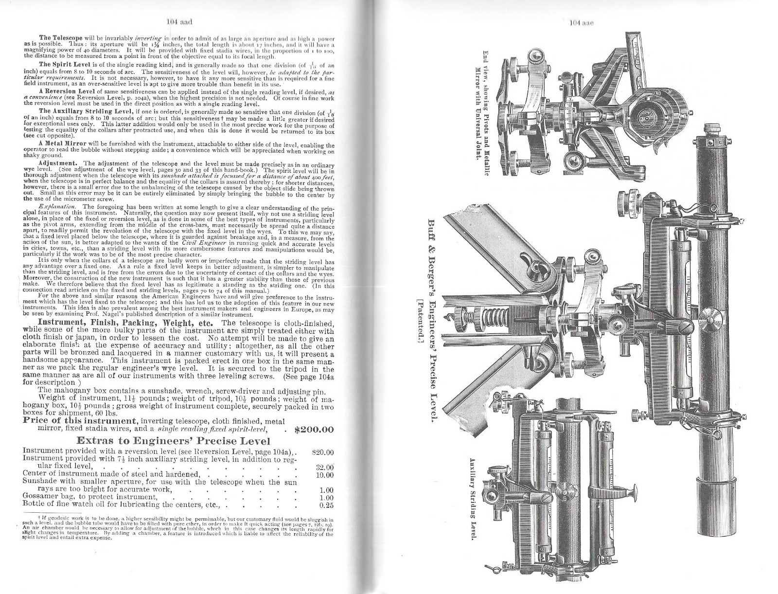 1897 BUFF & BERGER ENGINEERS’ & SURVEYORS’ INSTRUMENTS CATALOG
