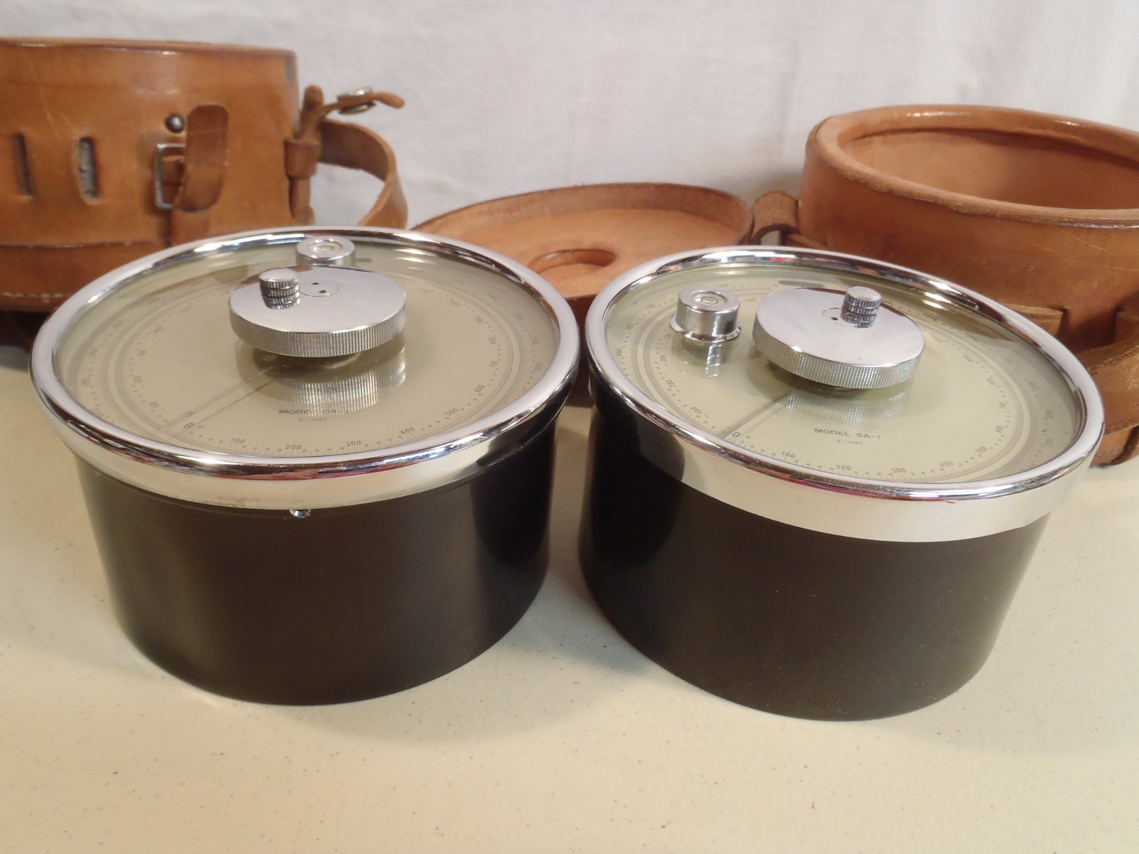 Vintage Surveying Altimeter Lot of 2 Leather Case American Paulin Model SA-1 USA