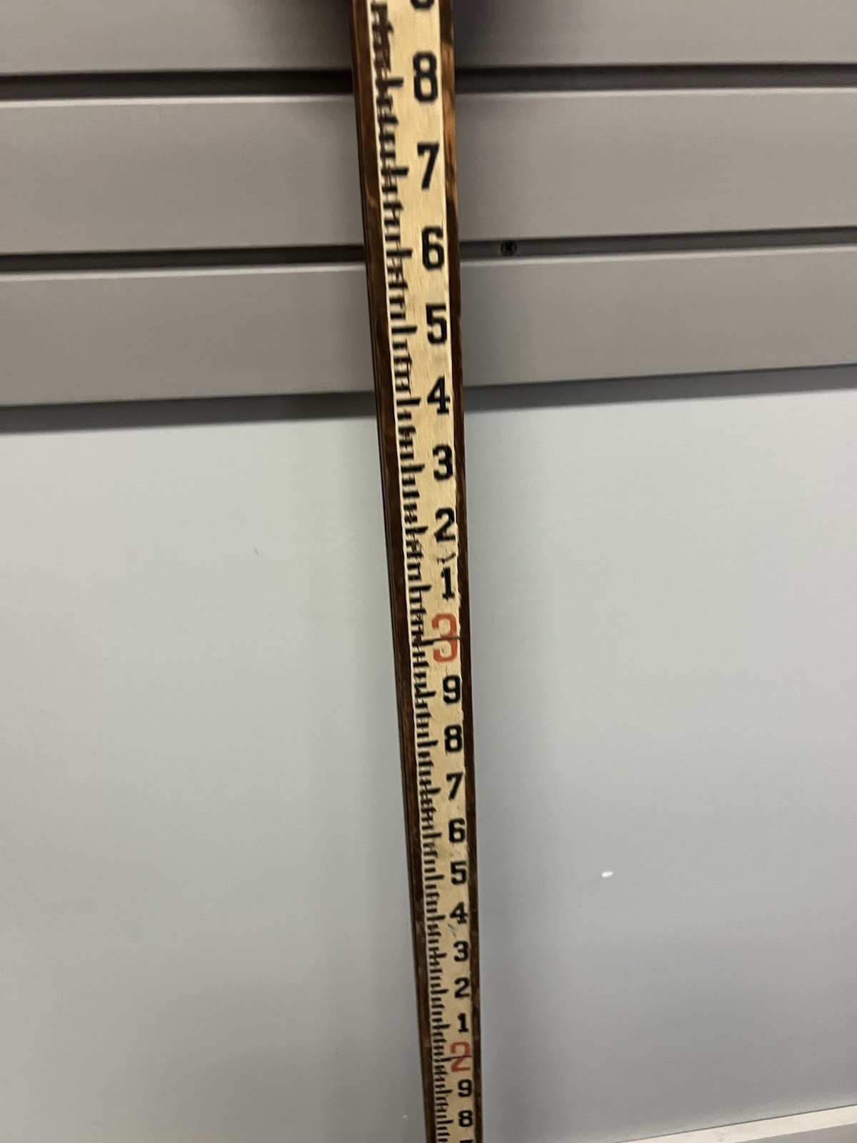 Vintage 9 Ft WOOD MEASURING STICK grade rod rule surveying story pole industrial