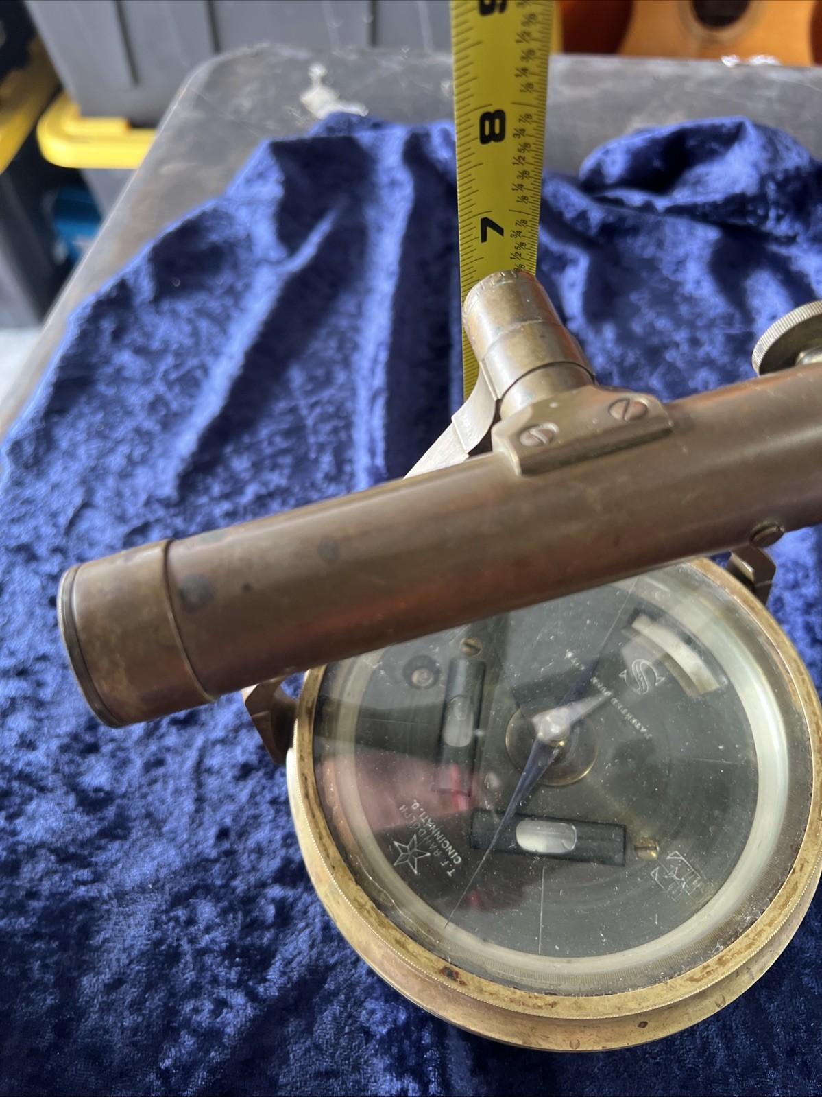 T.F. Randolph Antique Vintage Compass Survey Brass Alidade Transit Telescope