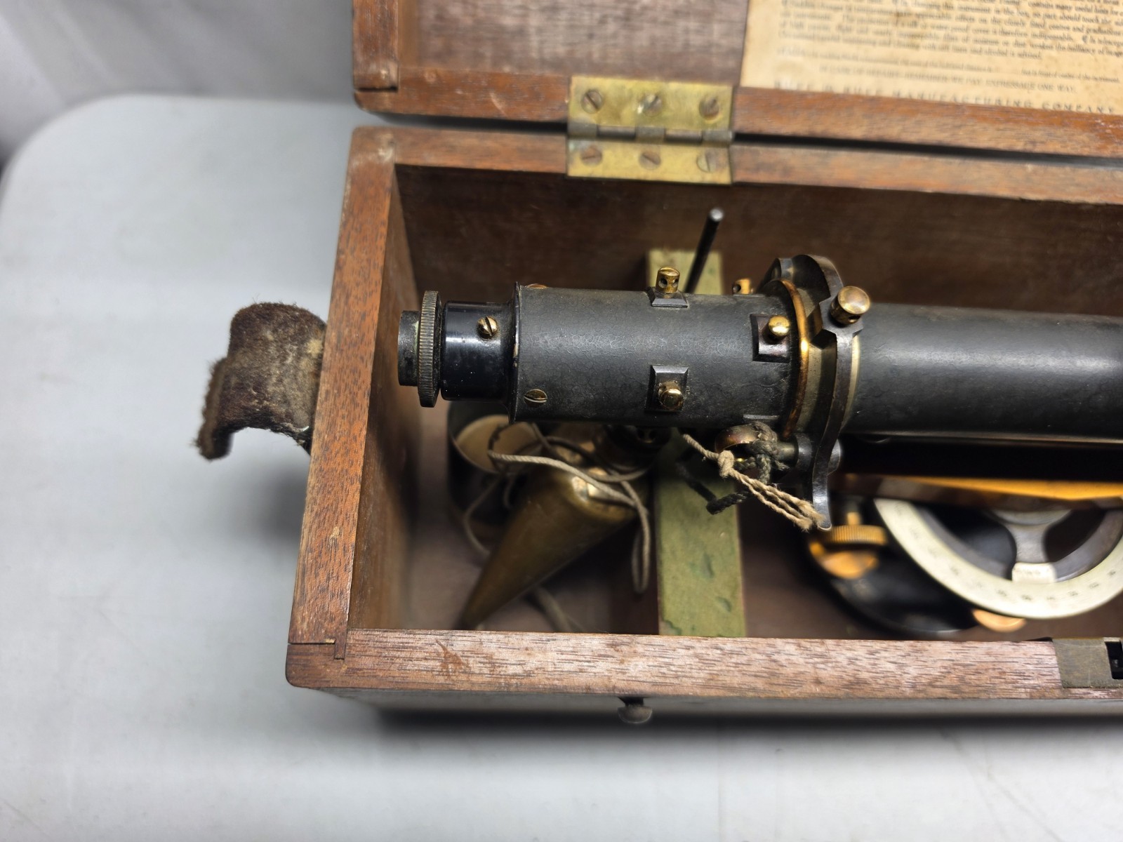 Antique BUFF & BUFF Brass Transit. Wood Box Survey Tool Surveyor