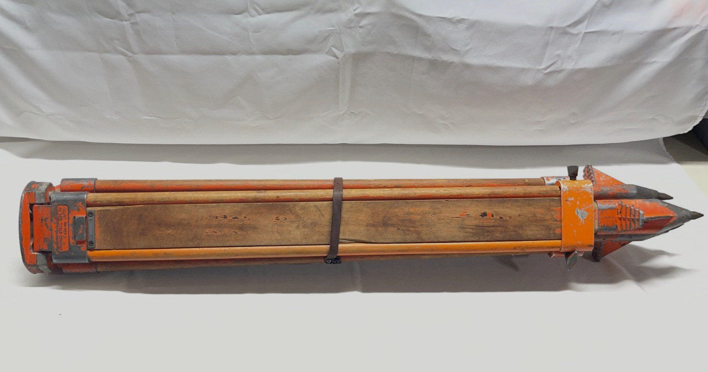 Vintage Chicago Steel Tape Co. Wooden Surveyor’s Tripod – Heavy Duty Mdl. WDW-20
