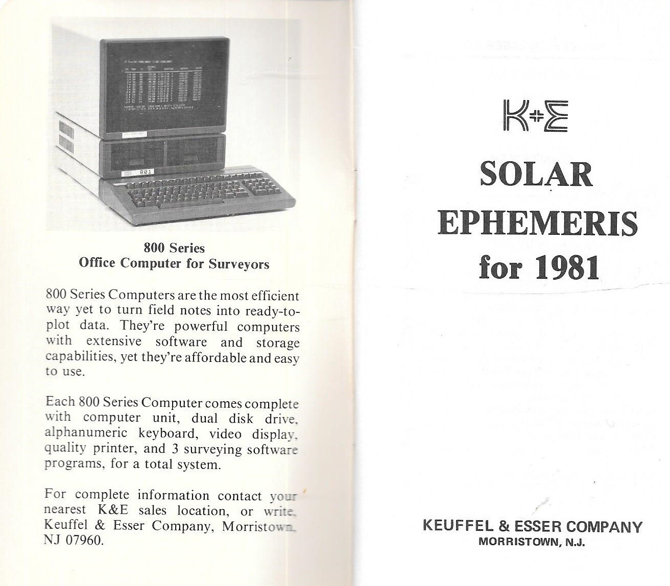 1981 KEUFFEL & ESSER SOLAR EPHEMERIS