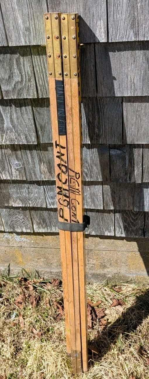 Vintage Grade Rod Transit Survey Measuring Stick 13′ Wood 4 Folds