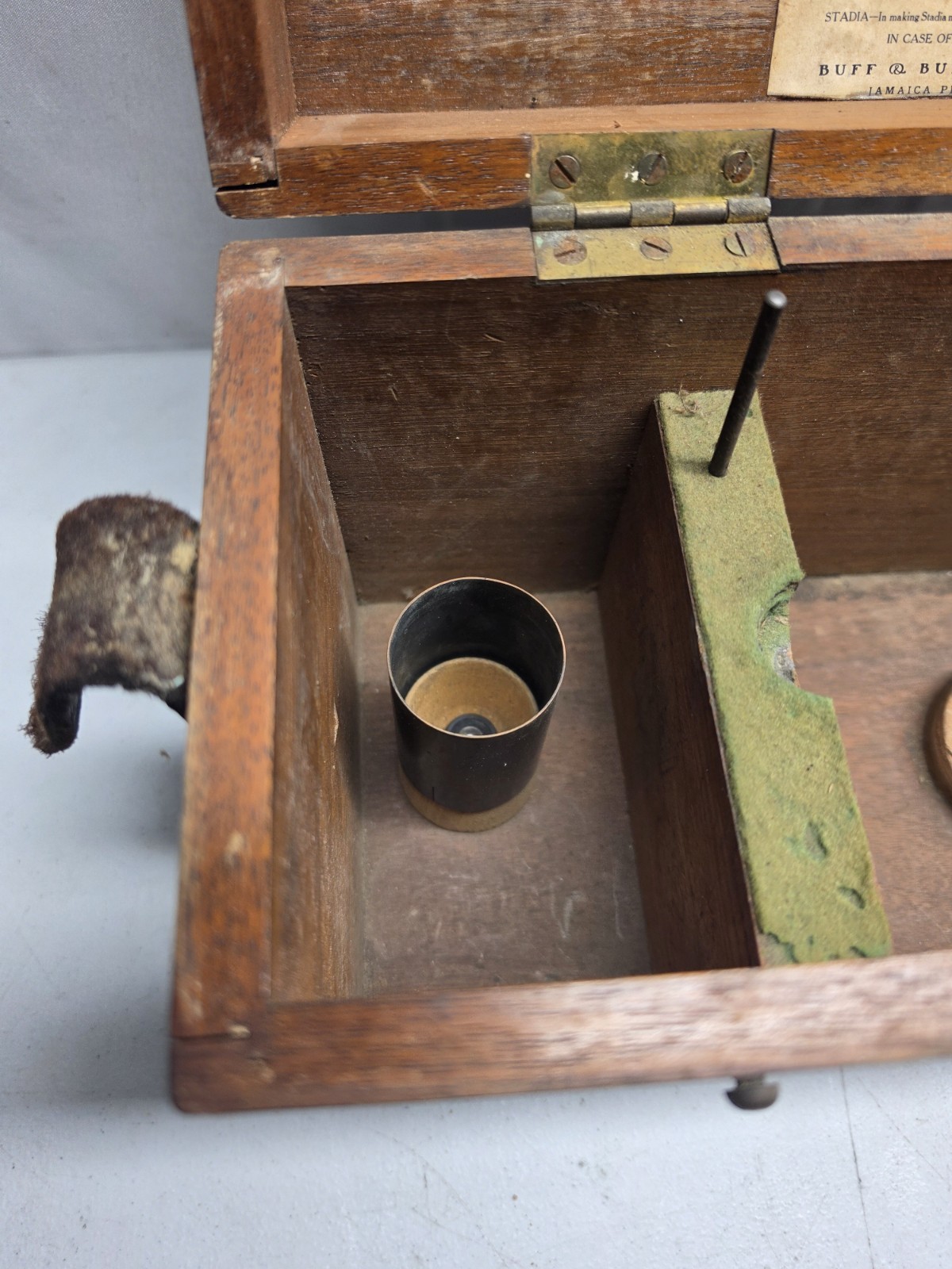 Antique BUFF & BUFF Brass Transit. Wood Box Survey Tool Surveyor
