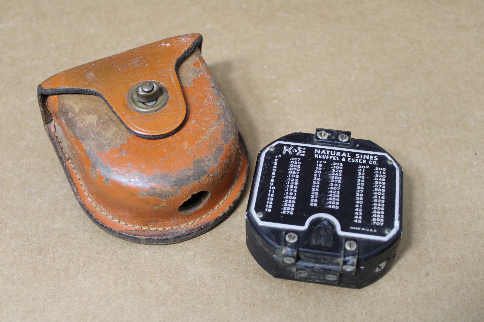 US Civil Engineer Corps Handheld Compass & Leather Case, Keuffel & Esser Co.
