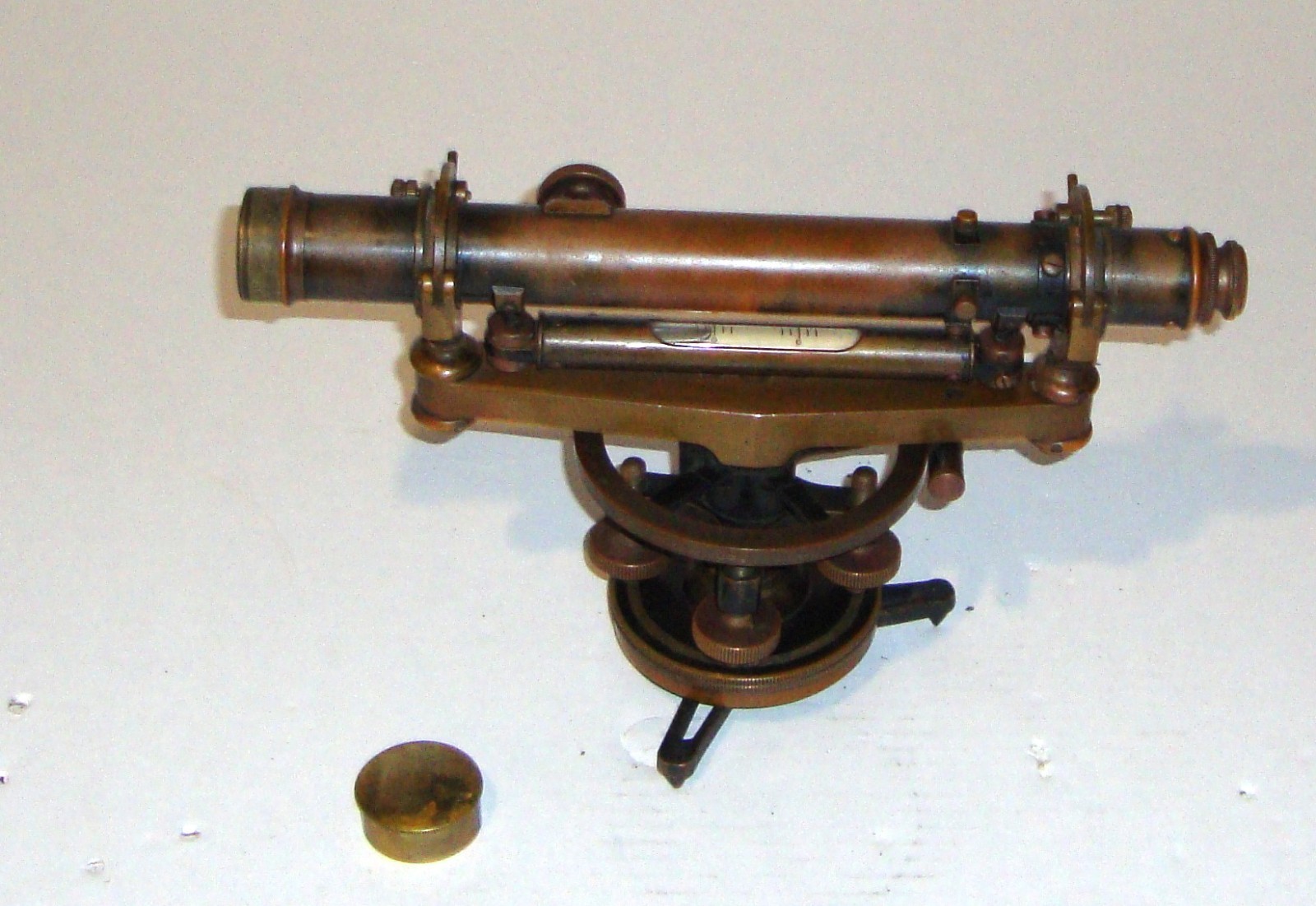 Vintage J.G.Ulmer Co. Surveyor’s Transit Scope Tool + Wood Case – Nice Patina