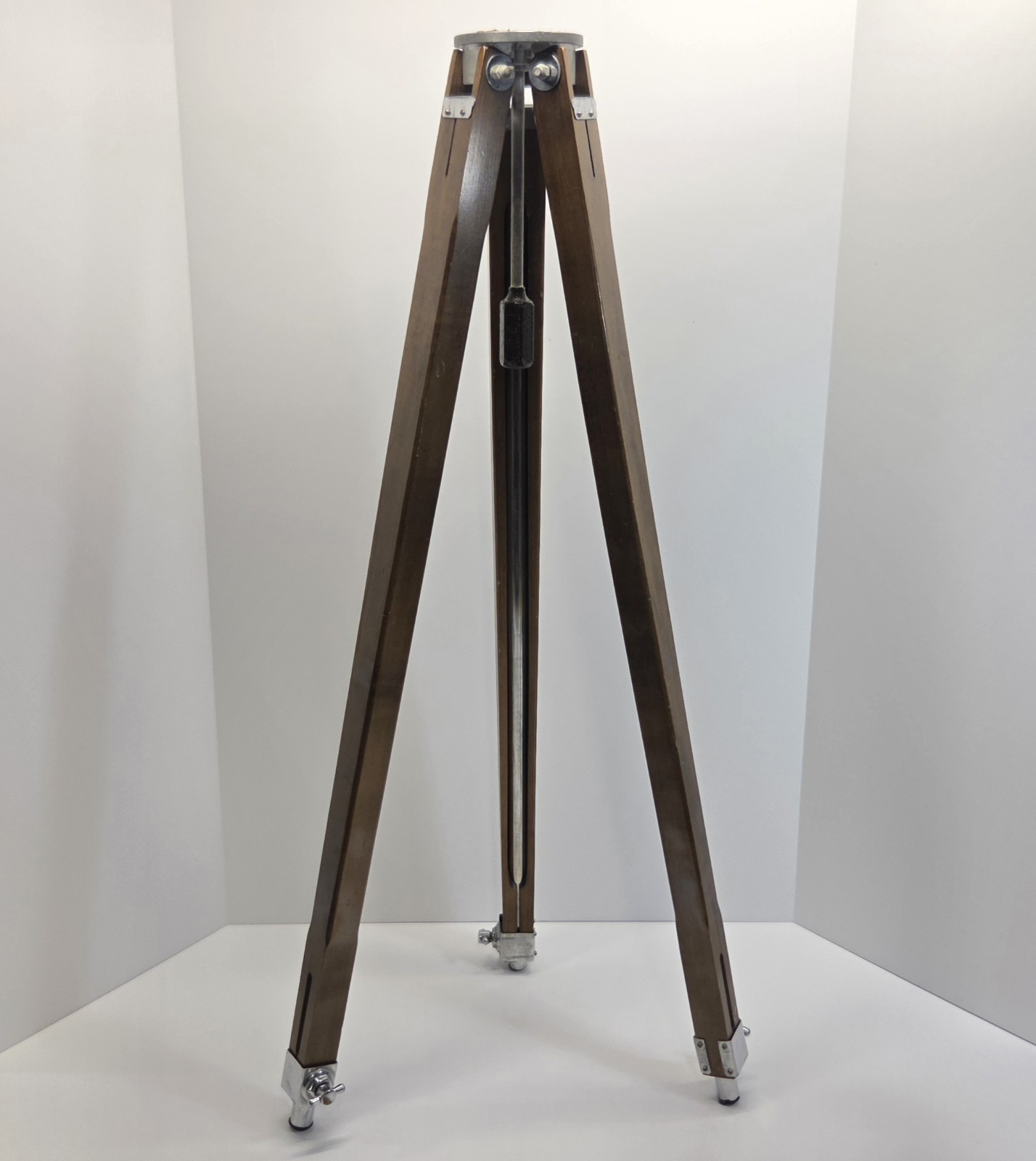 Vintage WOOD TRIPOD 54” rustic decor transit lamp stand survey wooden