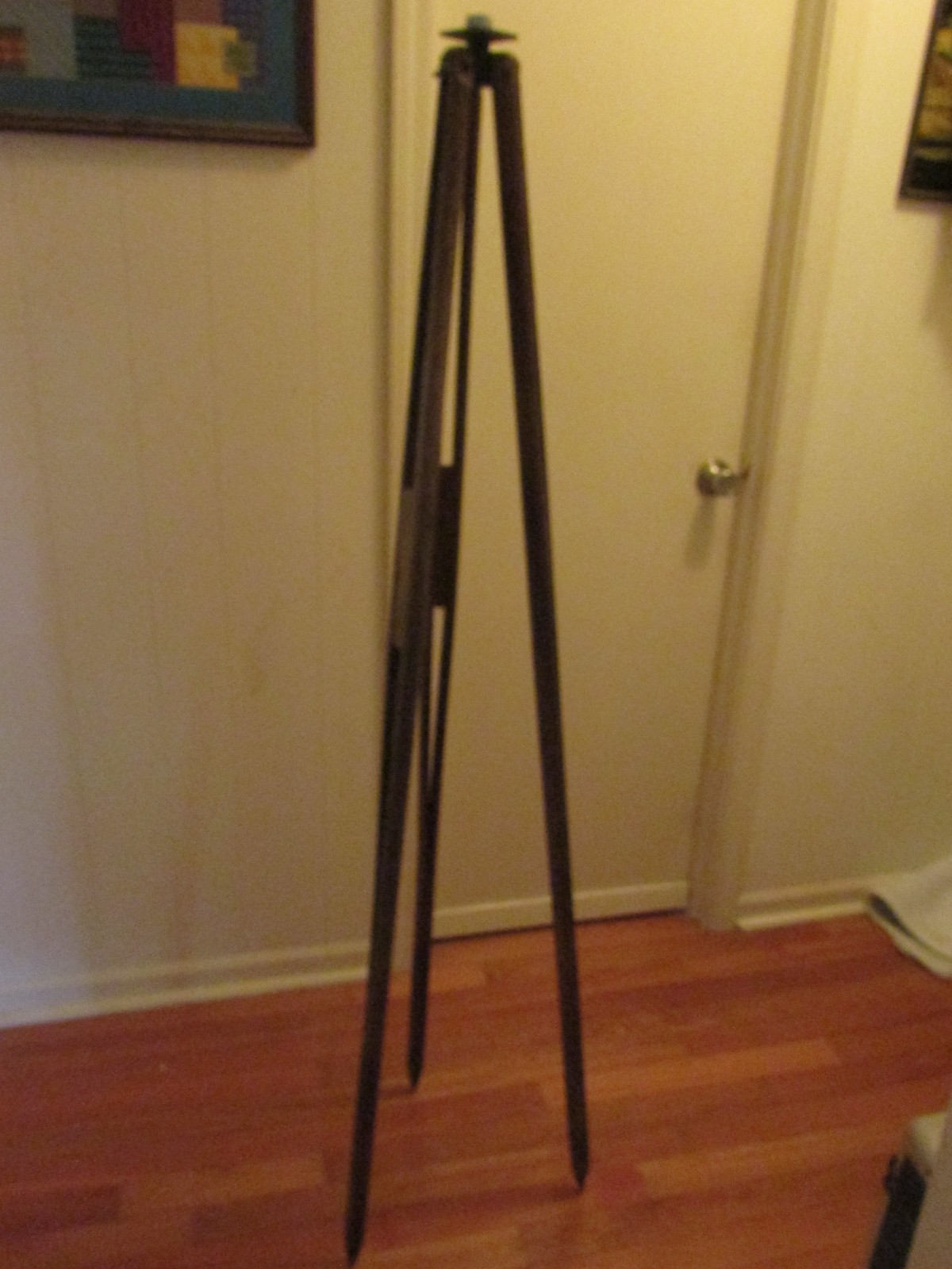 Antique 1920s-40s SURVEYORS 3 Leg TRIPOD & Metal MOUNTING Plate ASH Hardwood 60”