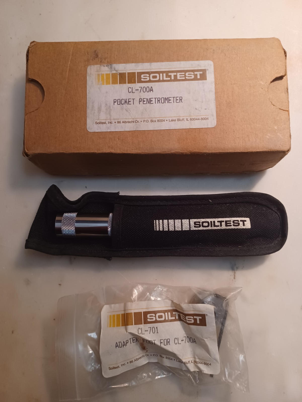 Soiltest CL-700A Pocket Penetrometer & CL-701 Adapter Foot w/ Black Carry Case