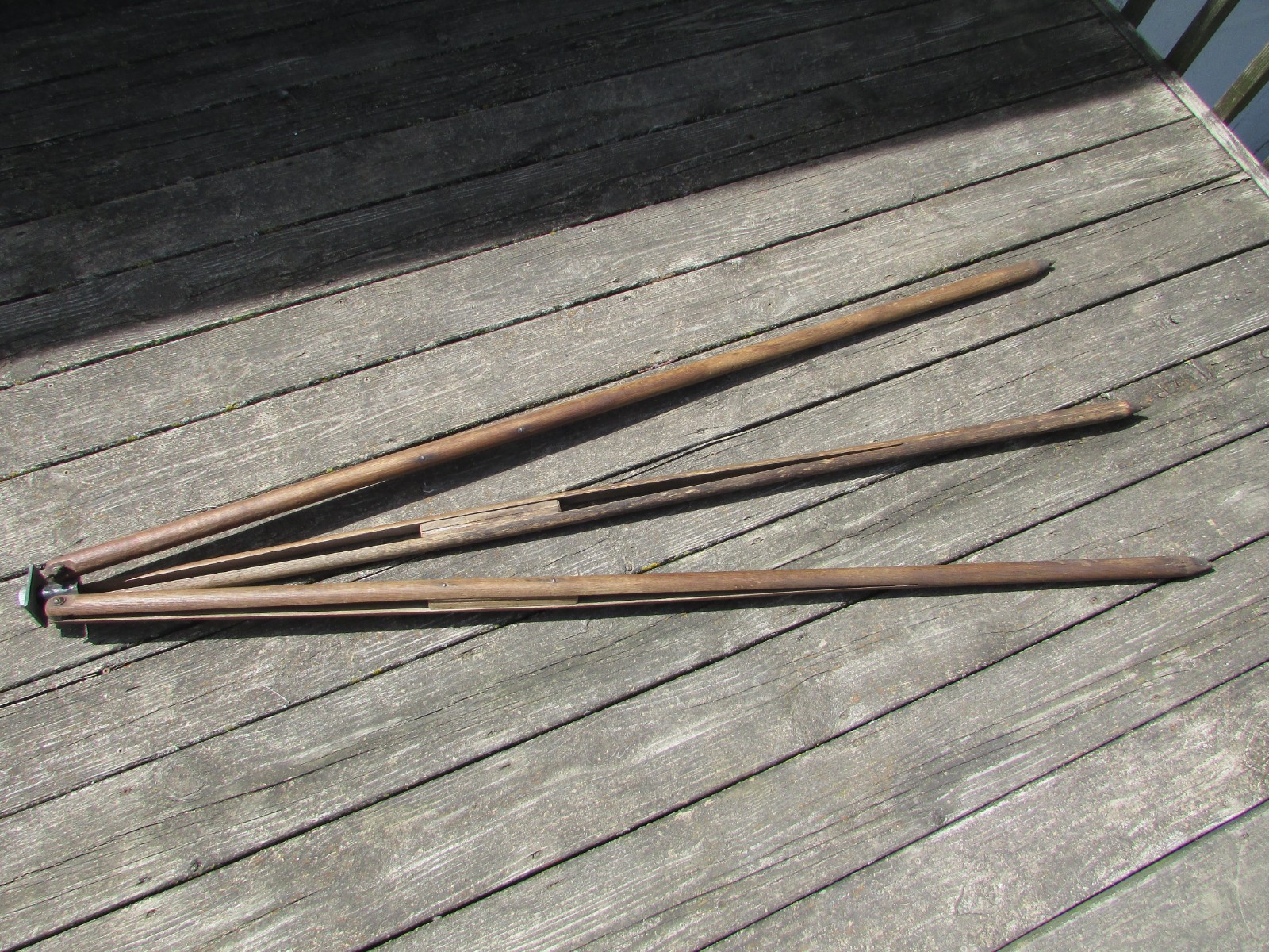 Antique 1920s-40s SURVEYORS 3 Leg TRIPOD & Metal MOUNTING Plate ASH Hardwood 60”