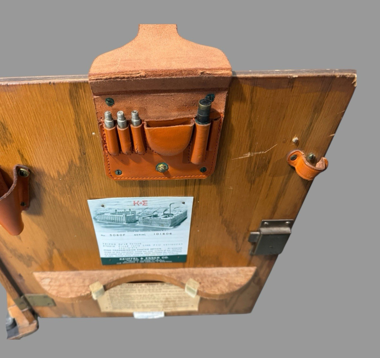 Vintage K&E Keuffel & Esser Co. Skyline Inc. Surveyor Transit Level w Oak Case