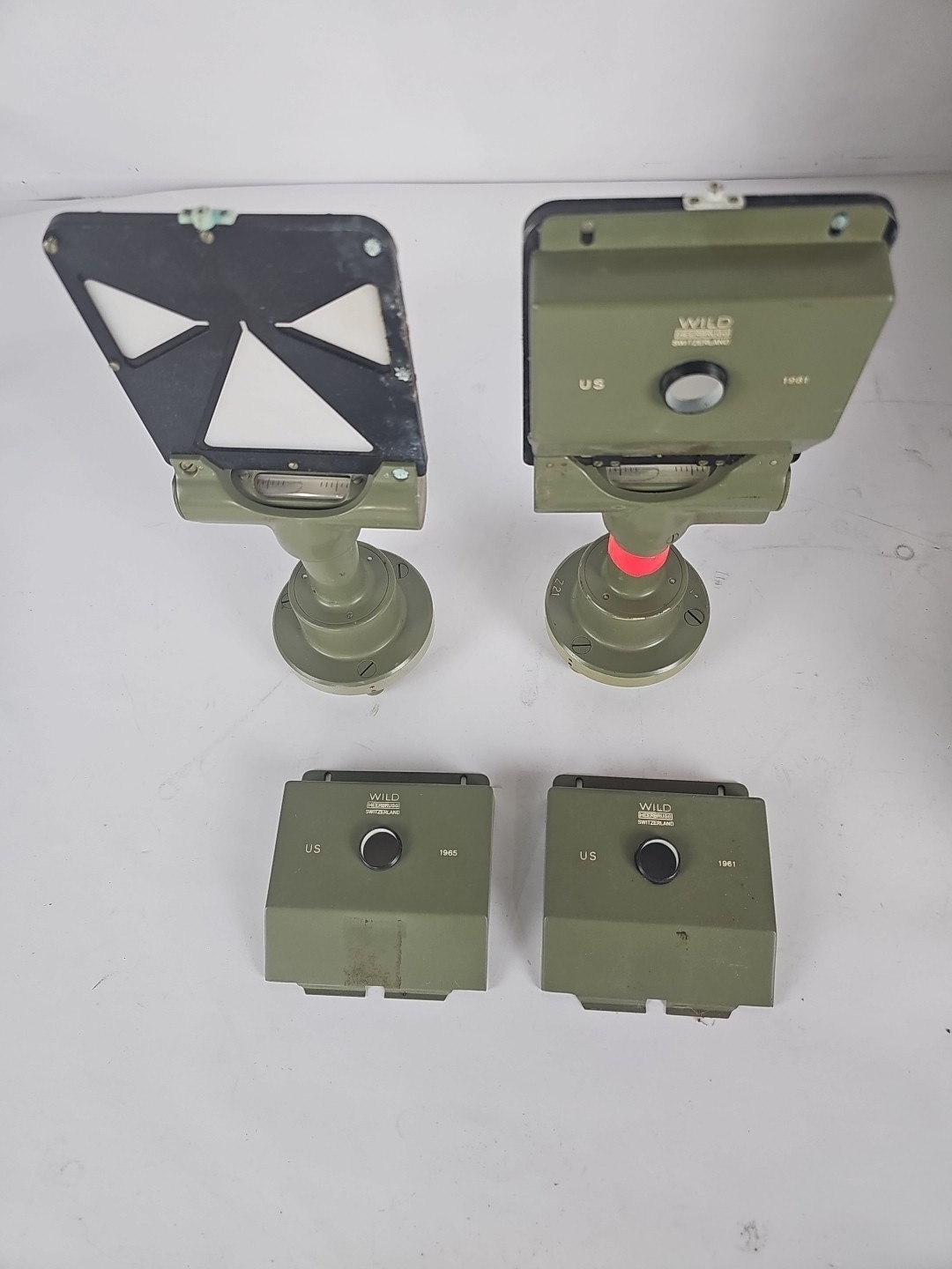 1961 Wild Heerbrugg Surveying Target Set USDA Forest Service Prism Case No Base
