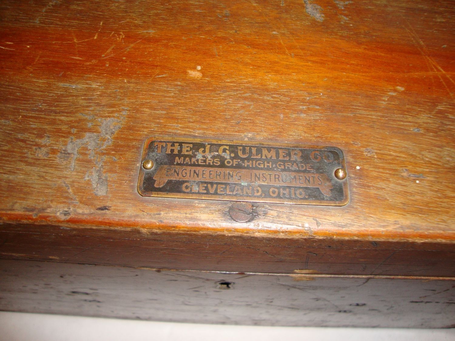 Vintage J.G.Ulmer Co. Surveyor’s Transit Scope Tool + Wood Case – Nice Patina