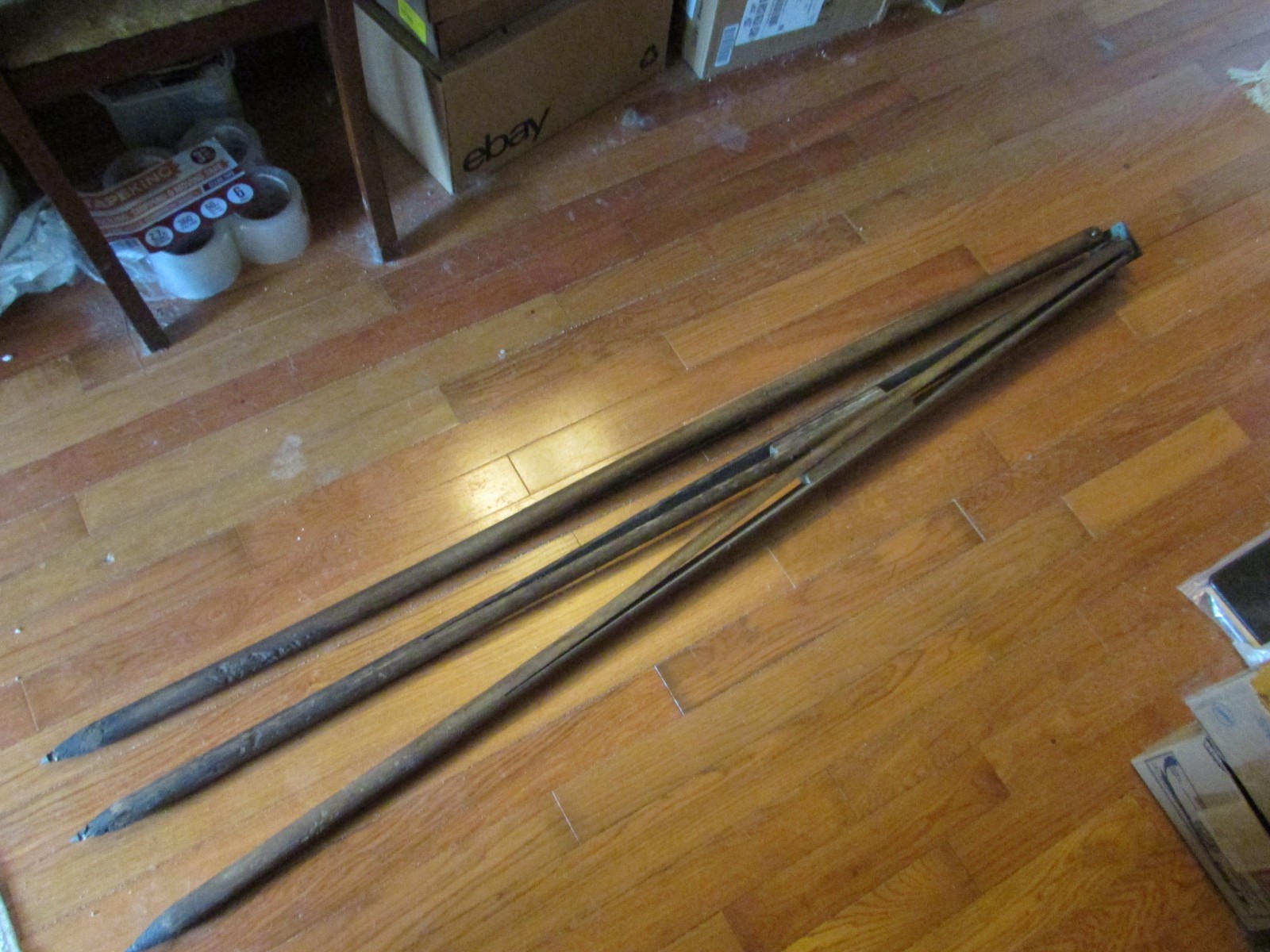 Antique 1920s-40s SURVEYORS 3 Leg TRIPOD & Metal MOUNTING Plate ASH Hardwood 60”