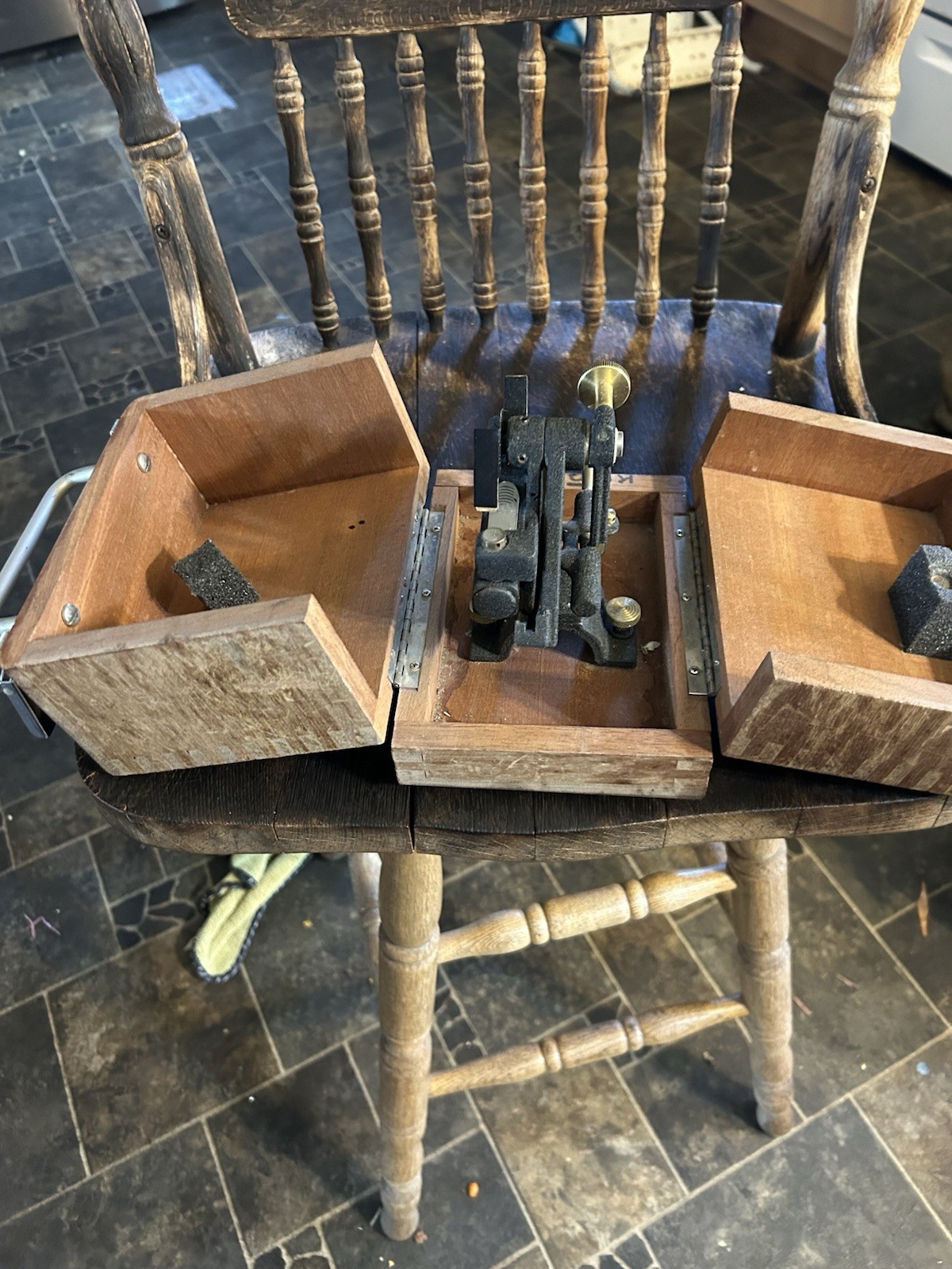 Vintage Surveying Instrument Brass Fittings Wooden Case