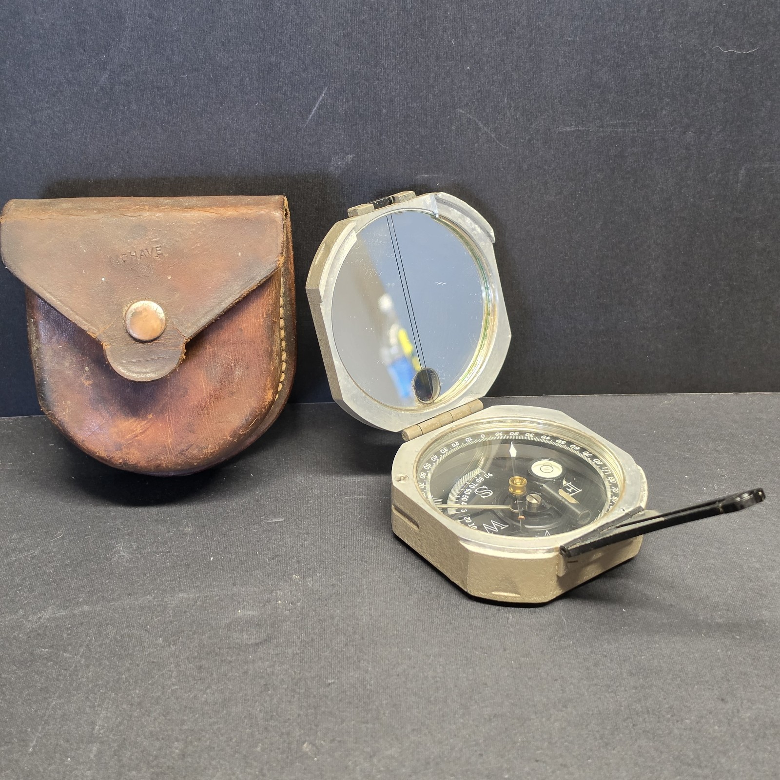 Brunton Pocket Transit Compass Ainsworth Denver Vintage with Leather Case USA