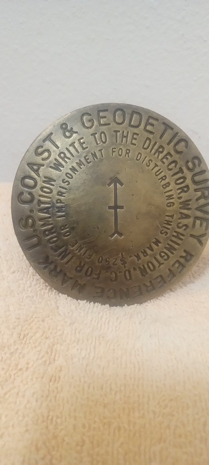 Vintage U S Coast & Geodetic Survey Reference Mark Survey Marker