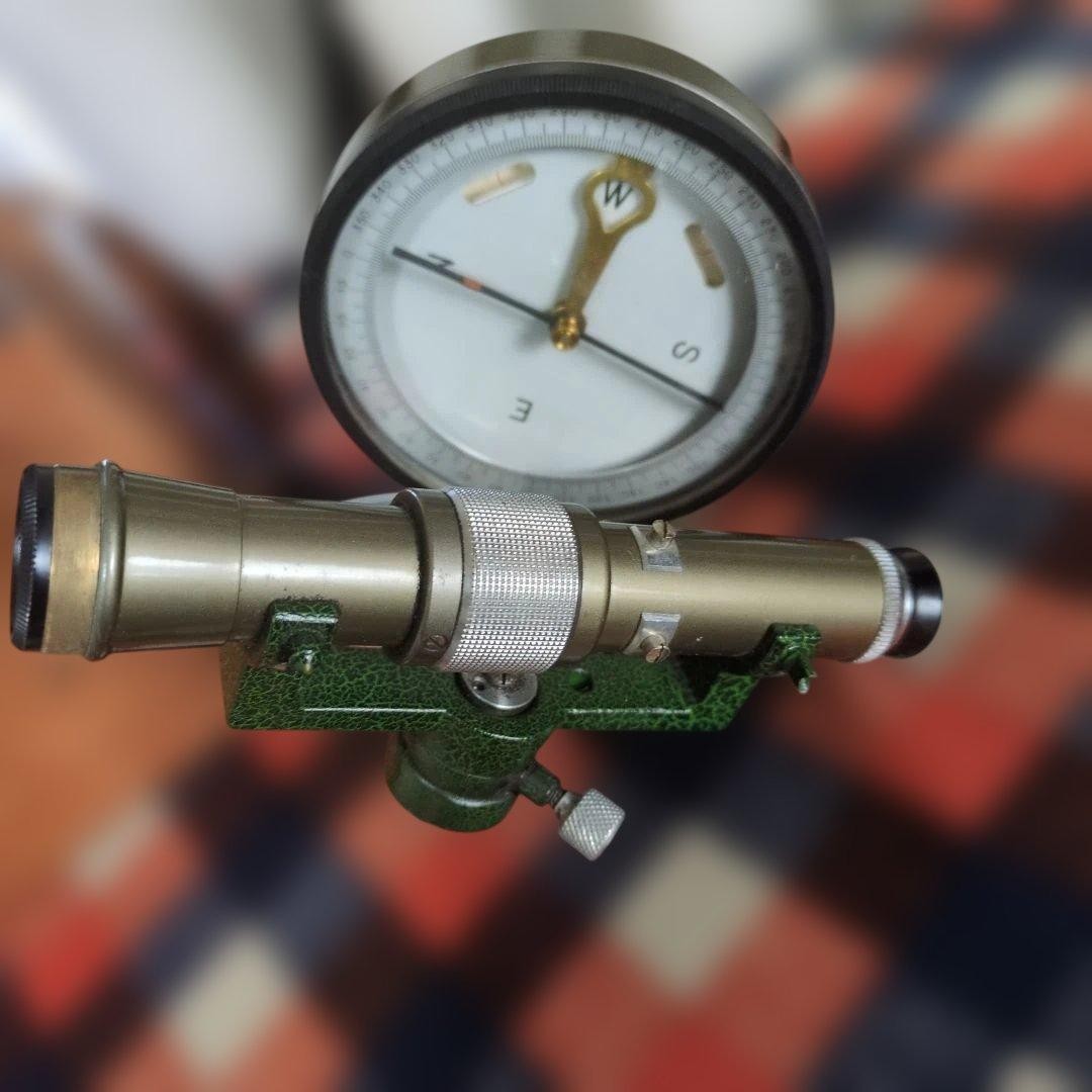 Japanese Survey Compass Direction Instrument With Case Vintage Japan