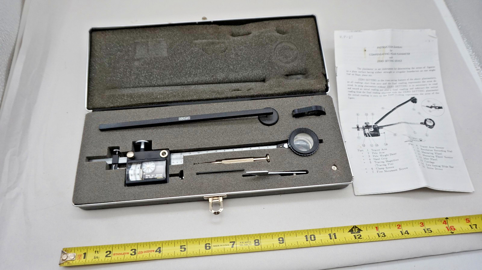 Vintage Mint KOIZUMI Japan KP-27 Compensating Zero Setting Planimeter Free ship