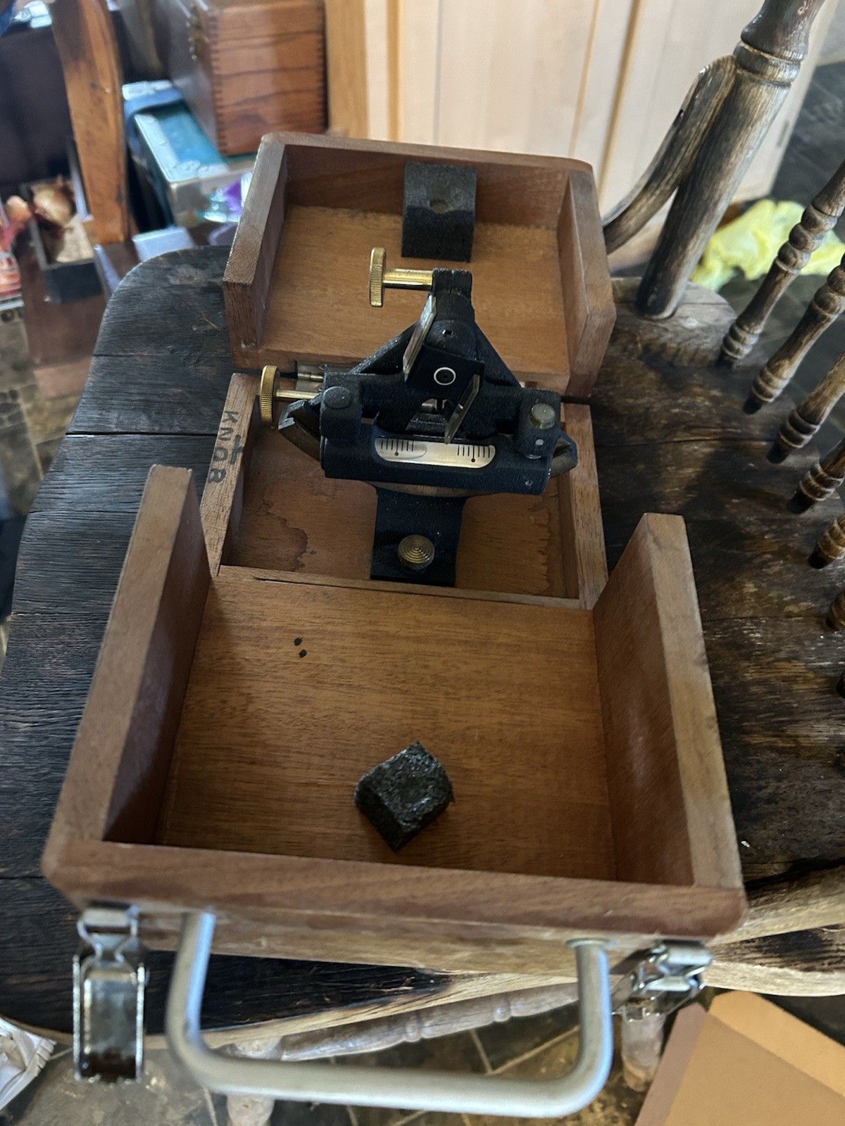 Vintage Surveying Instrument Brass Fittings Wooden Case