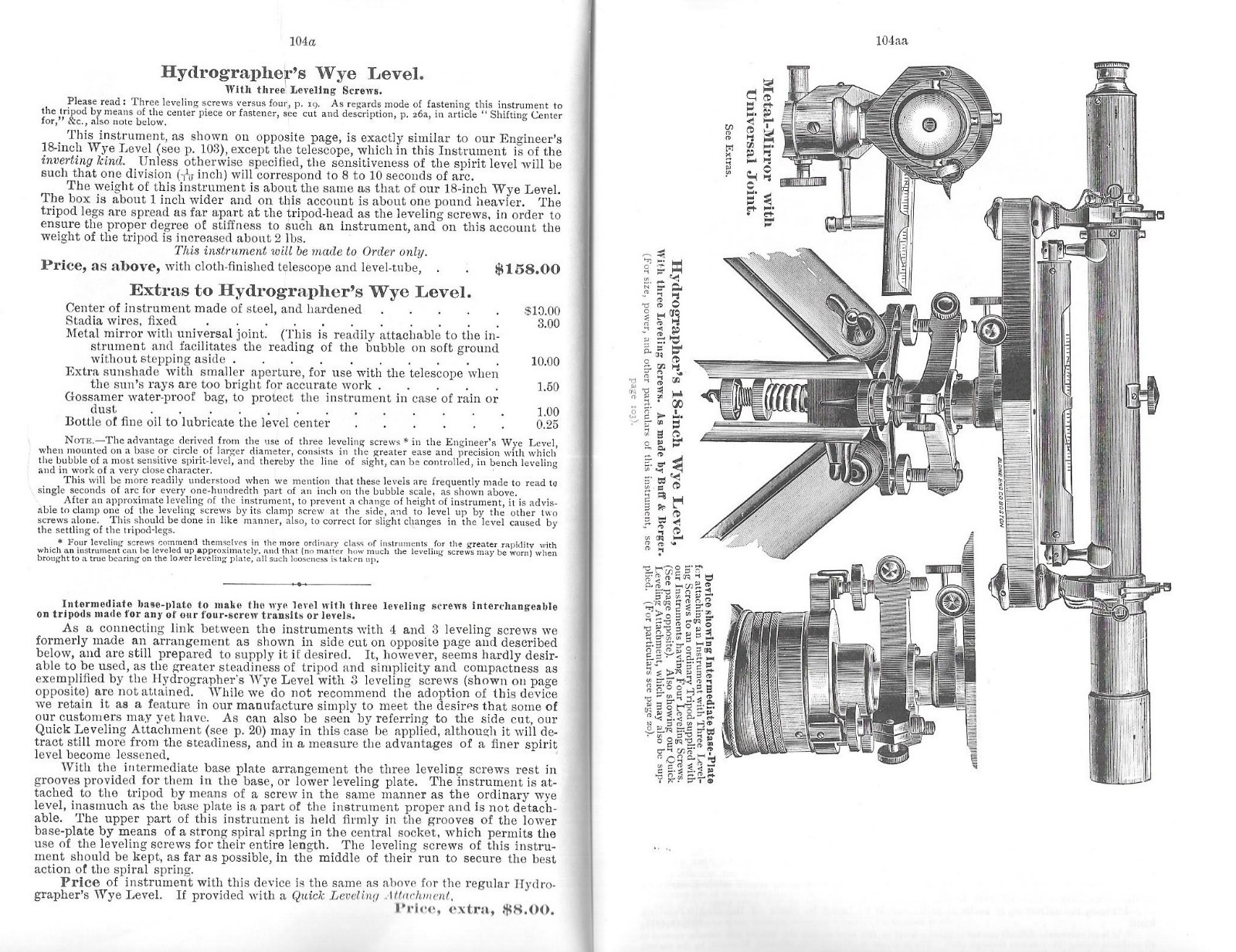1897 BUFF & BERGER ENGINEERS’ & SURVEYORS’ INSTRUMENTS CATALOG