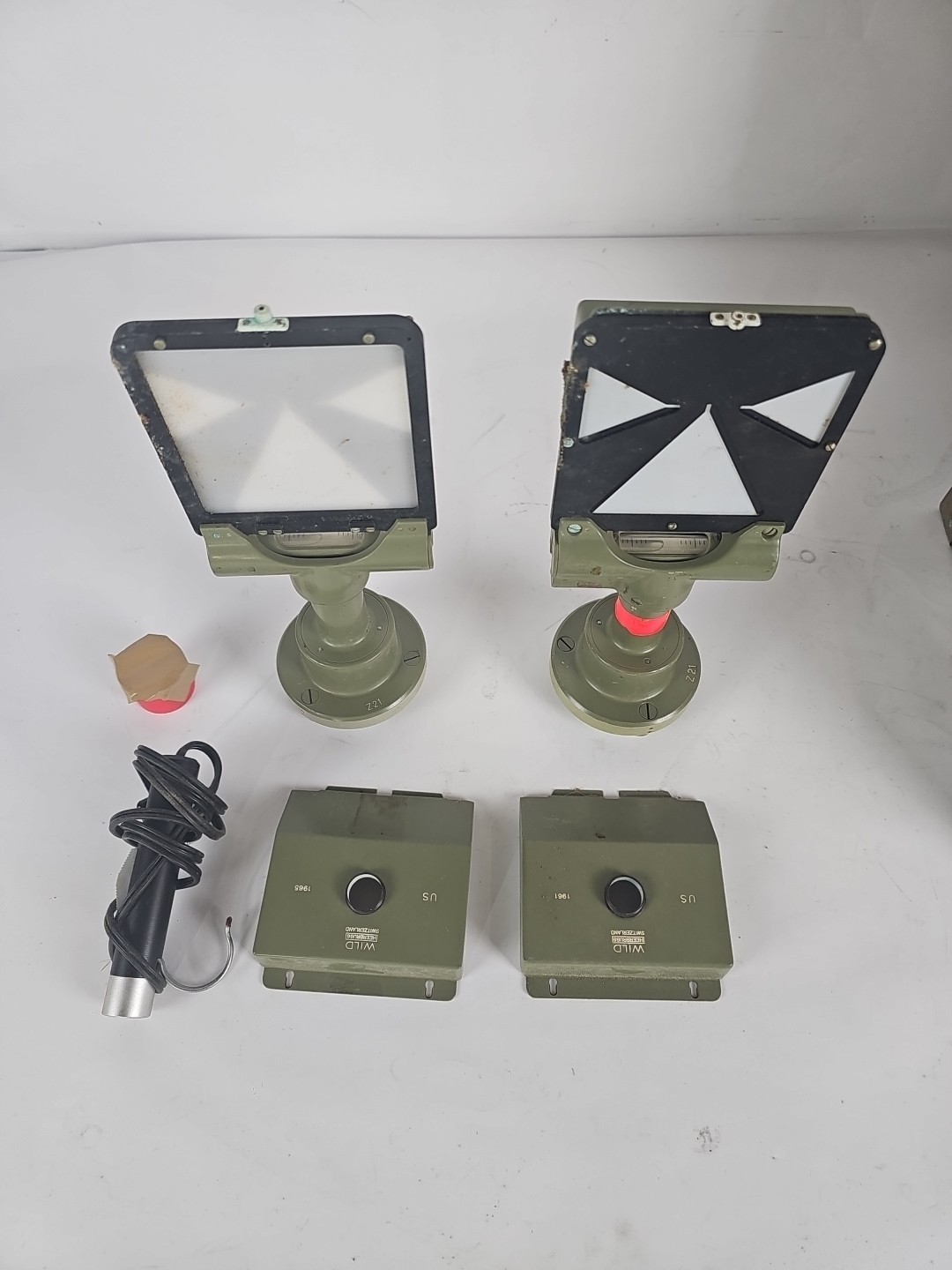 1961 Wild Heerbrugg Surveying Target Set USDA Forest Service Prism Case No Base