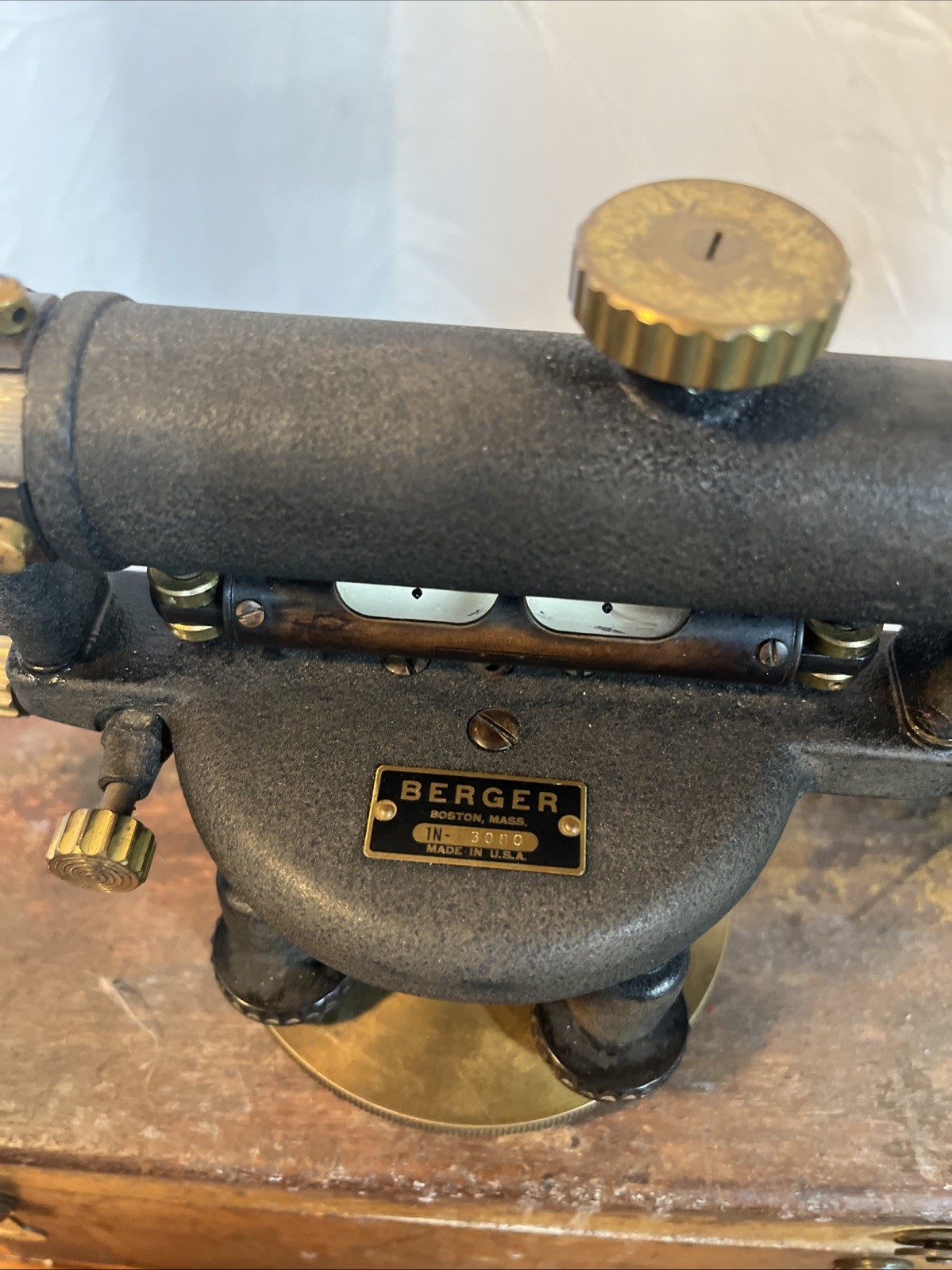 CL Berger & Sons Boston Mass Survey Transit Level #3080 +Original Wood Box Great