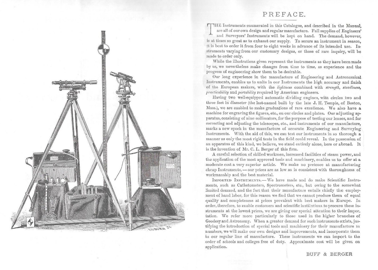1897 BUFF & BERGER ENGINEERS’ & SURVEYORS’ INSTRUMENTS CATALOG