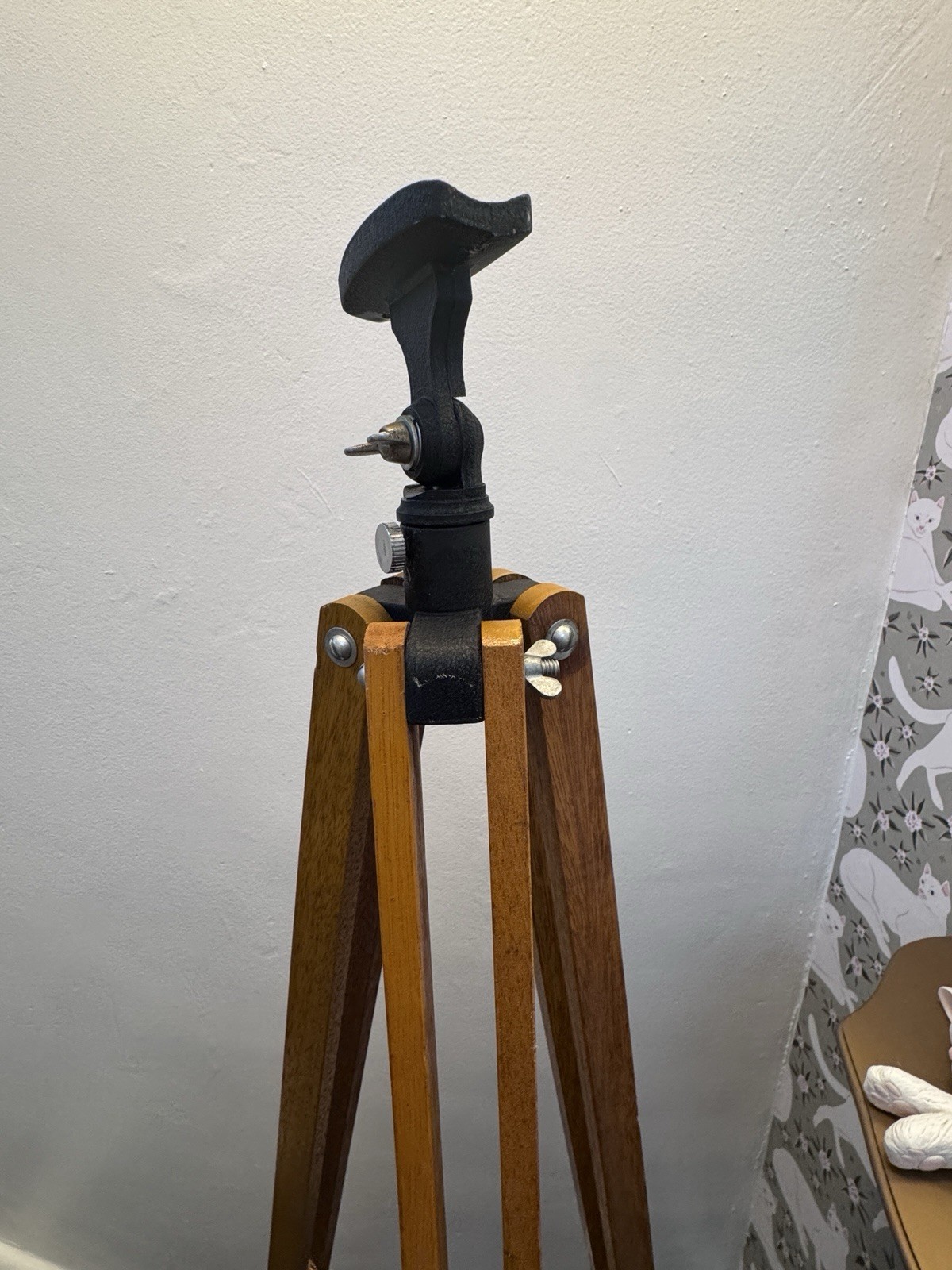 Antique Surveyor’s Instrument Tripod Beech Wood Cast Iron T8 Industrial Decor