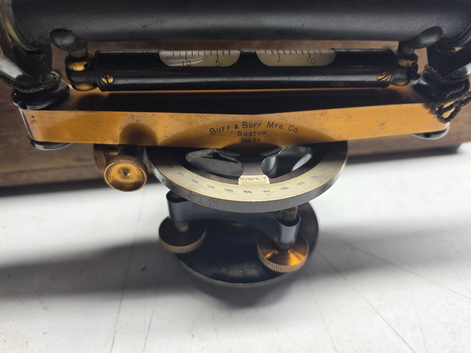 Antique BUFF & BUFF Brass Transit. Wood Box Survey Tool Surveyor