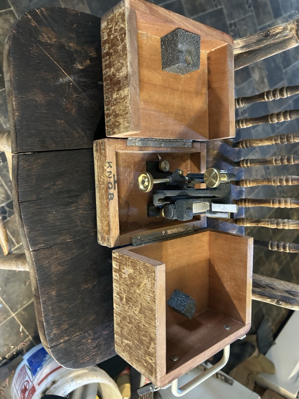 Vintage Surveying Instrument Brass Fittings Wooden Case