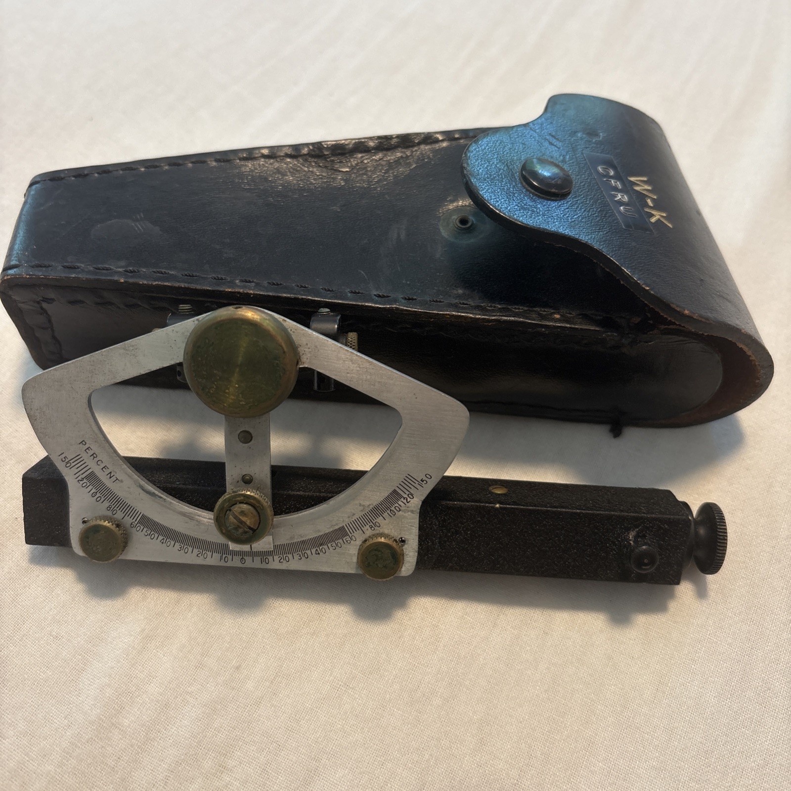 Vintage W-K Warren Knight Abney Level Clinometer With Original Leather Case