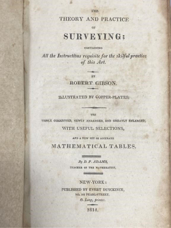 1814 Book – Theory & Practice of Surveying – Robert Gibson – Leather Bound