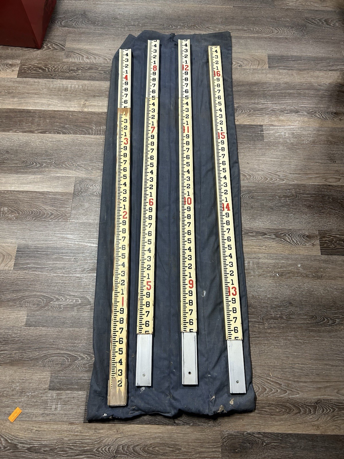 Vintage 16 Foot WOOD MEASURING STICK surveying rod rule Chicago Steel Tape Co