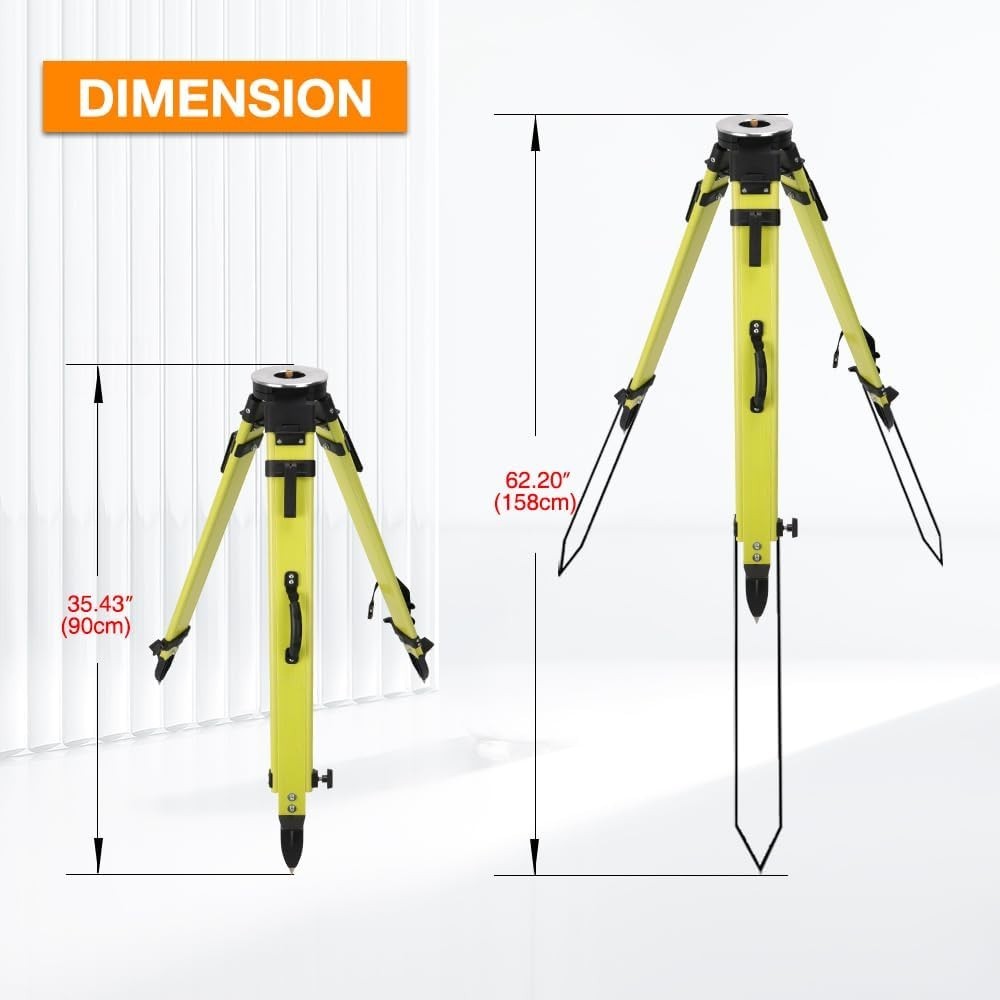 Lightweight 72” Fiberglass Surveying Tripod – Portable with Strong Stability
