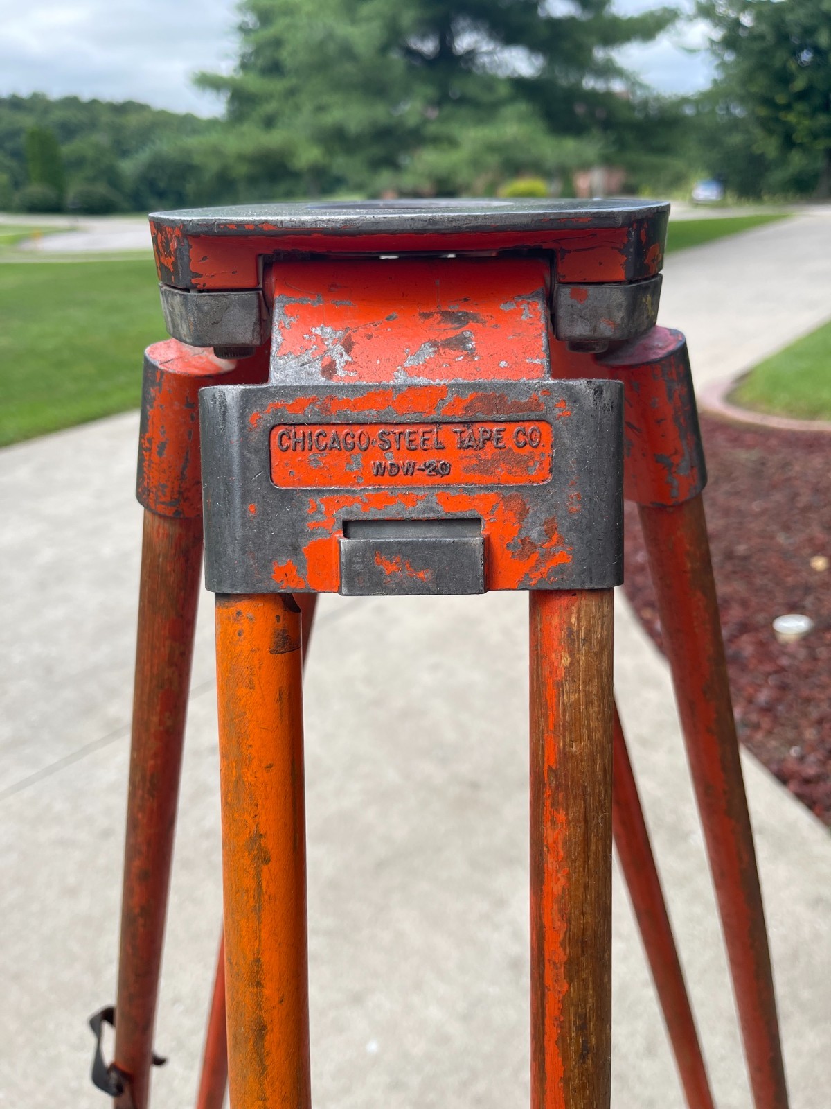 Vintage Chicago Steel Tape Co. Wooden Surveyor’s Tripod – Heavy Duty Mdl. WDW-20