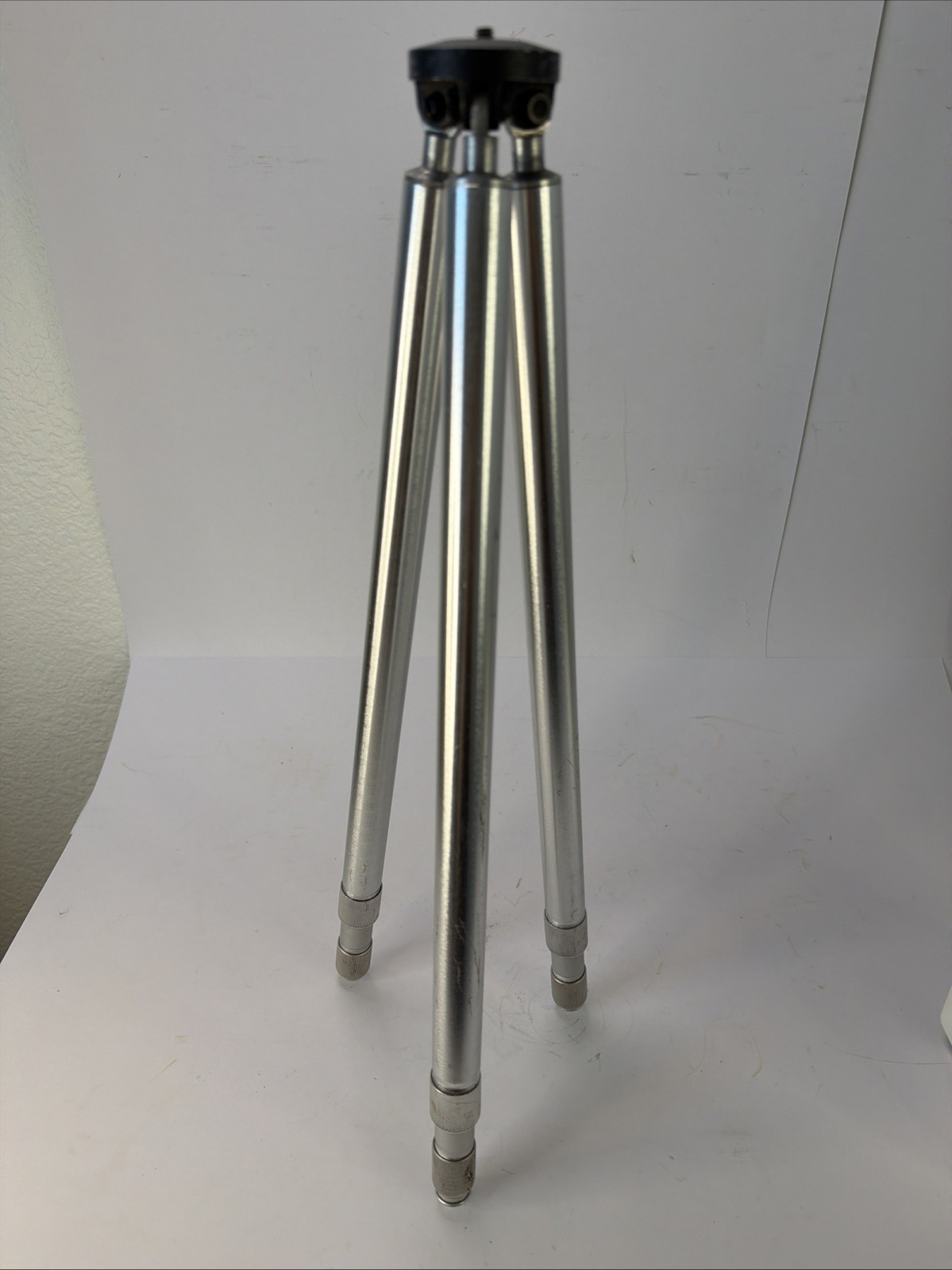Vintage Non-Magnetic Aluminum Surveyor Compass Tripod Brass Mount Spiked Feet
