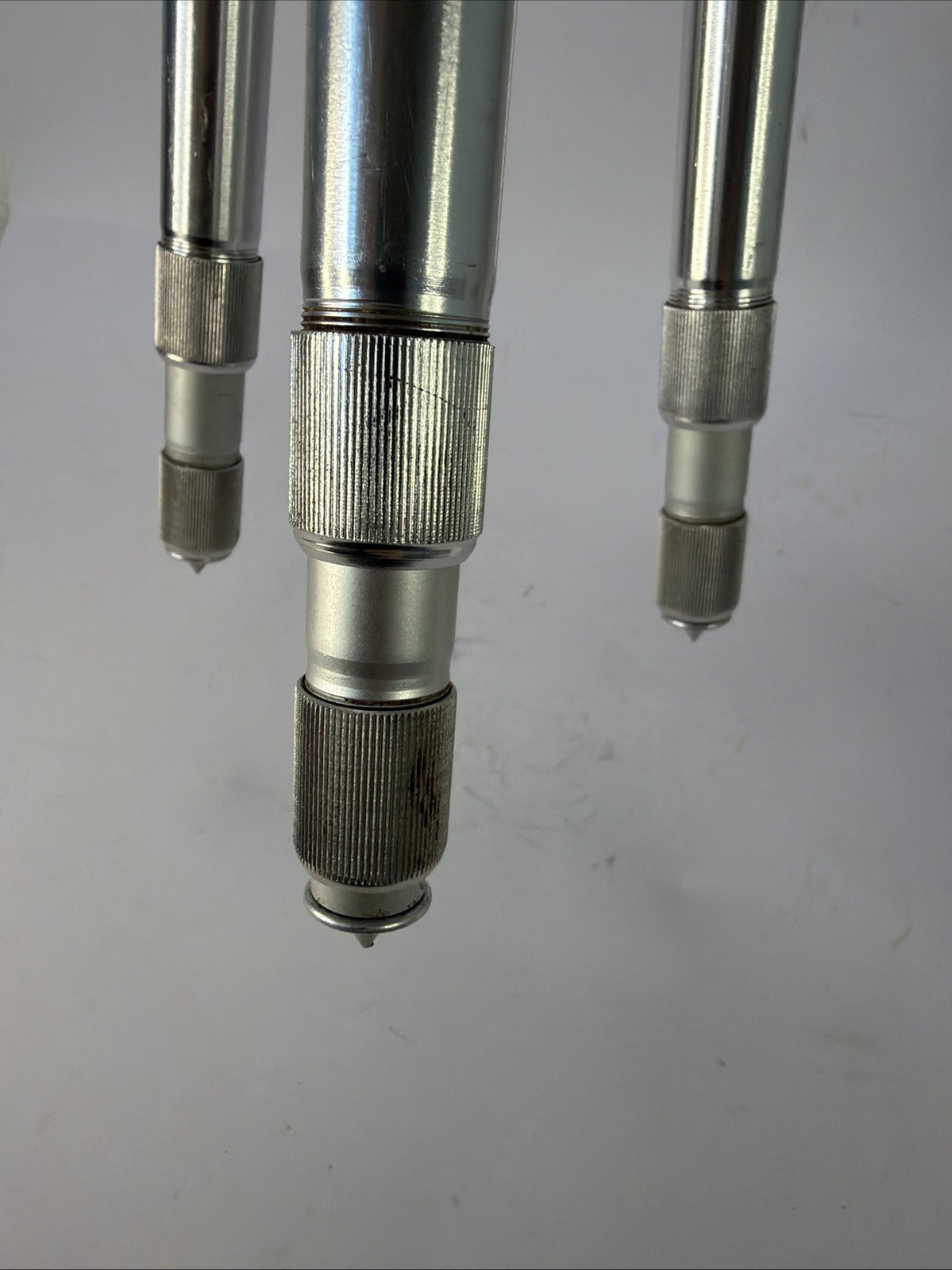 Vintage Non-Magnetic Aluminum Surveyor Compass Tripod Brass Mount Spiked Feet