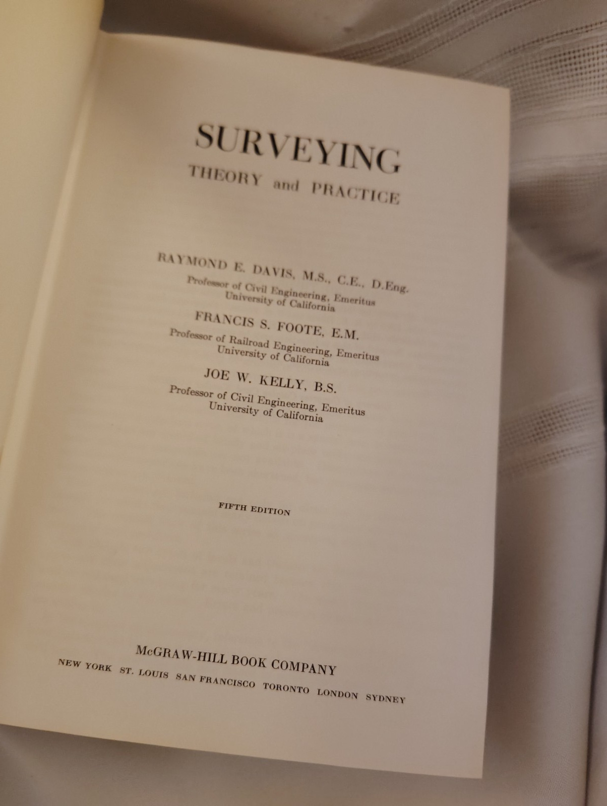 SURVEYING THEORY & PRACTICE – 5th Edition 1966 Davis Foote & Kelly Hardcover