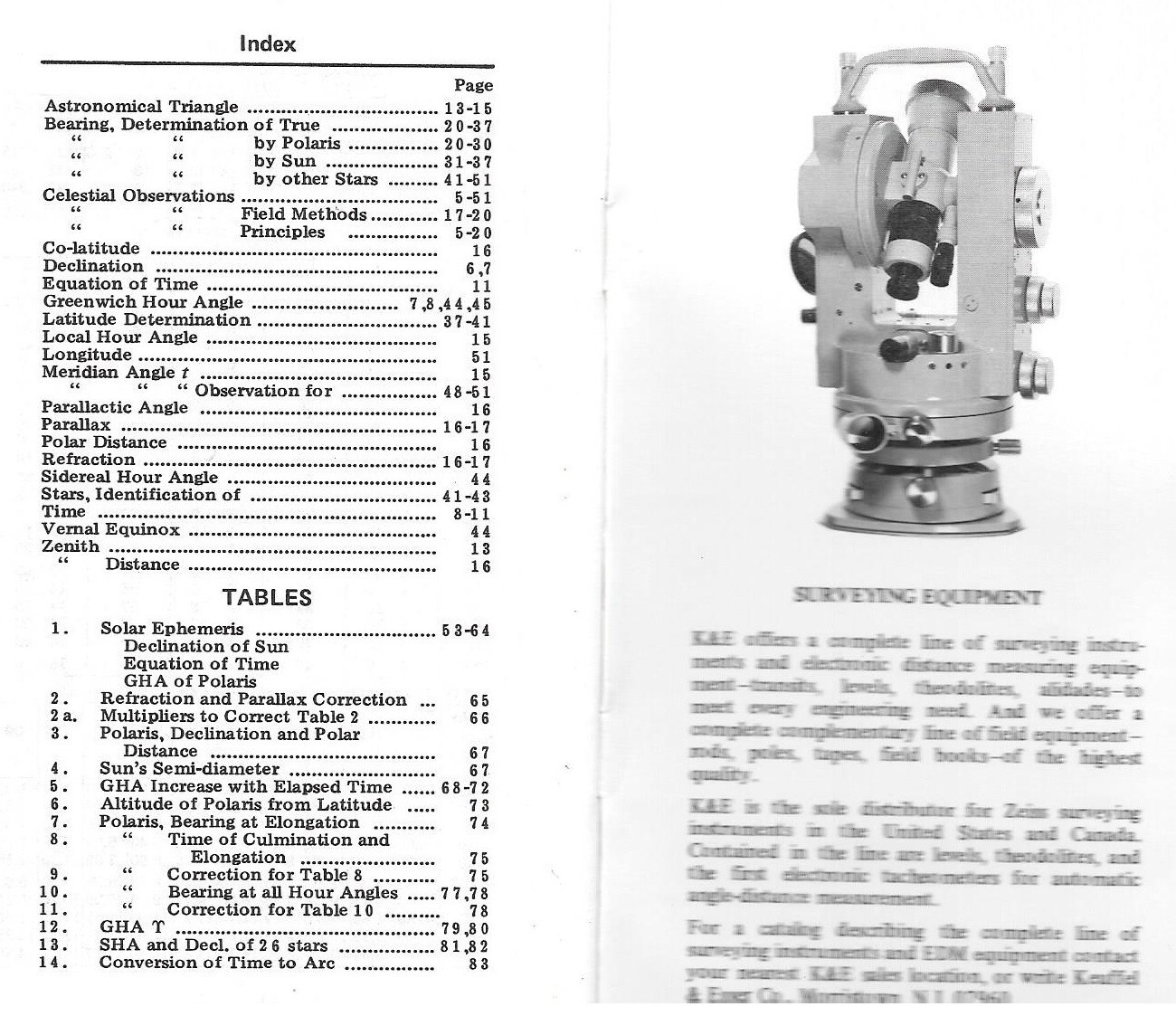 1976 KEUFFEL & ESSER SOLAR EPHEMERIS