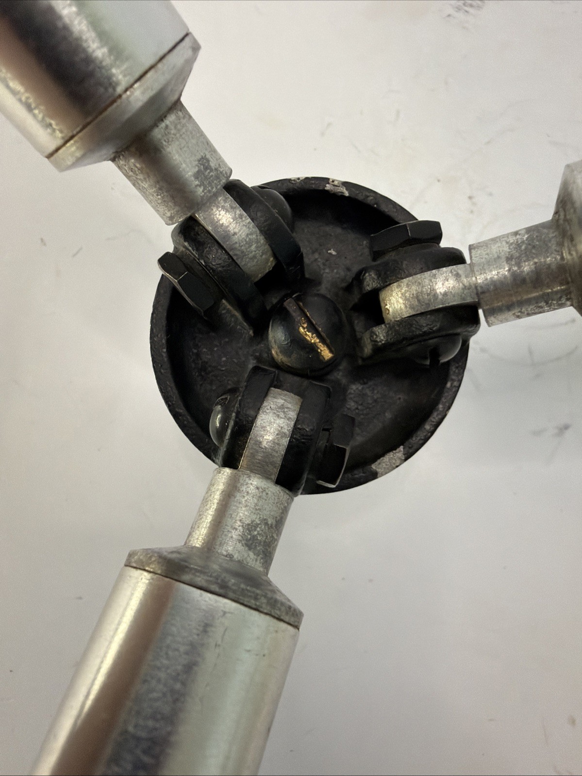 Vintage Non-Magnetic Aluminum Surveyor Compass Tripod Brass Mount Spiked Feet