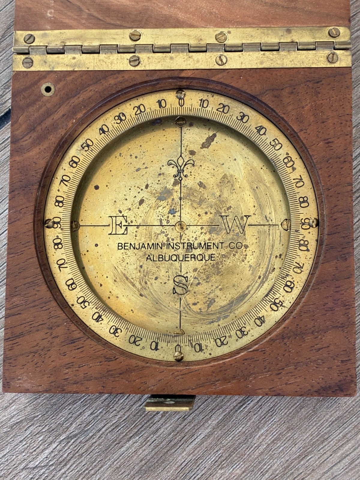 Vintage Surveyor Compass in Walnut Case w/ Piano Hinge – New Mexico +FAST SHIP!