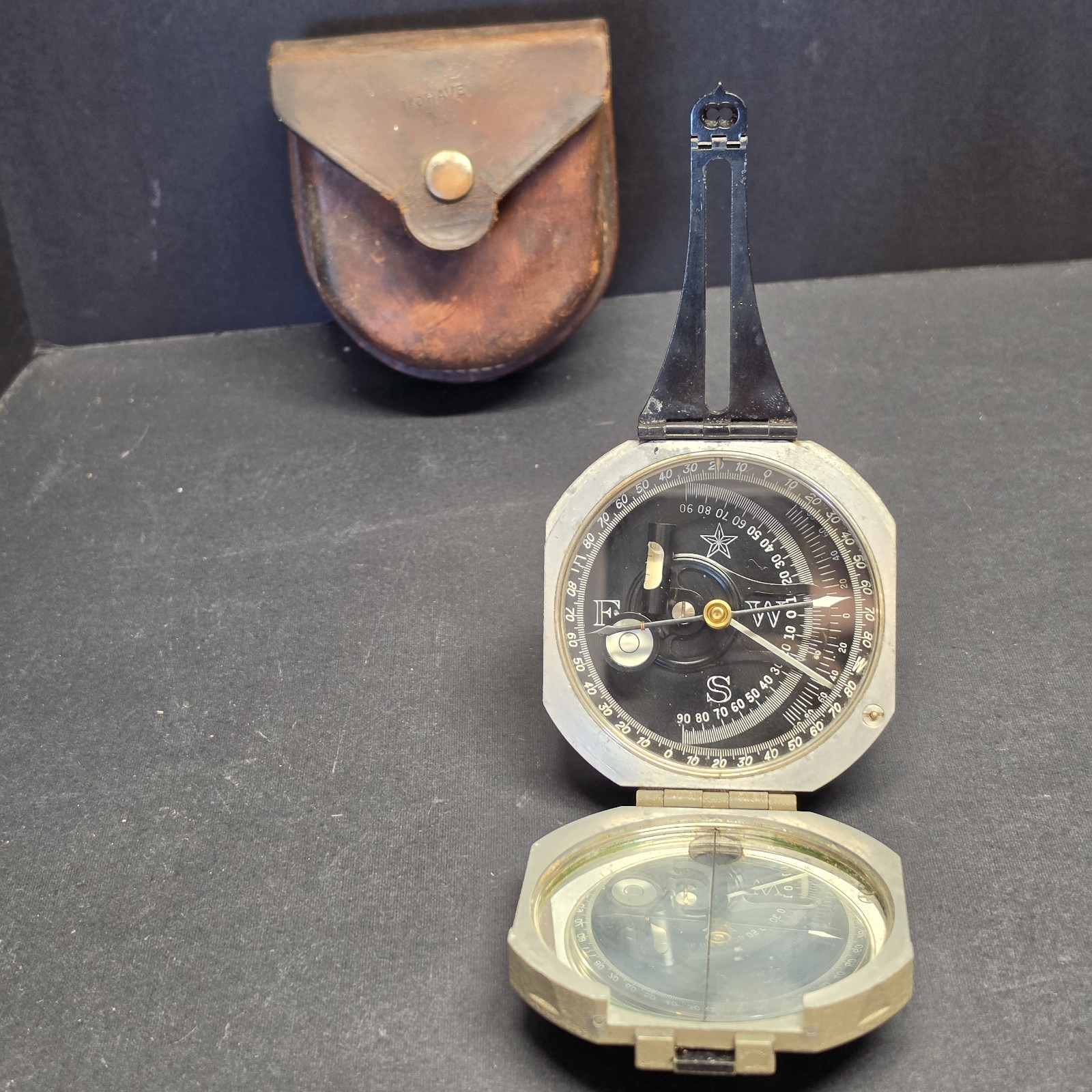Brunton Pocket Transit Compass Ainsworth Denver Vintage with Leather Case USA