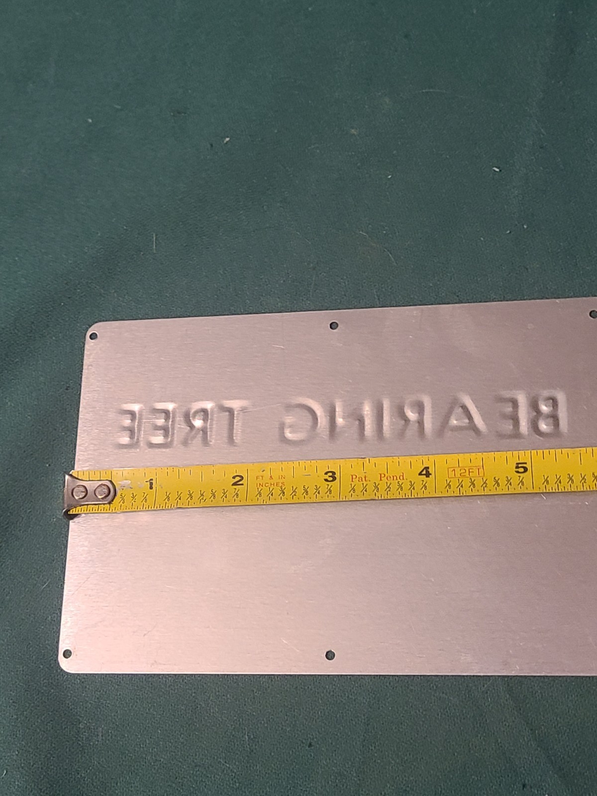 Mint Unused Bearing Tree Metal Sign Land Surveyor Used 4″ x 6″