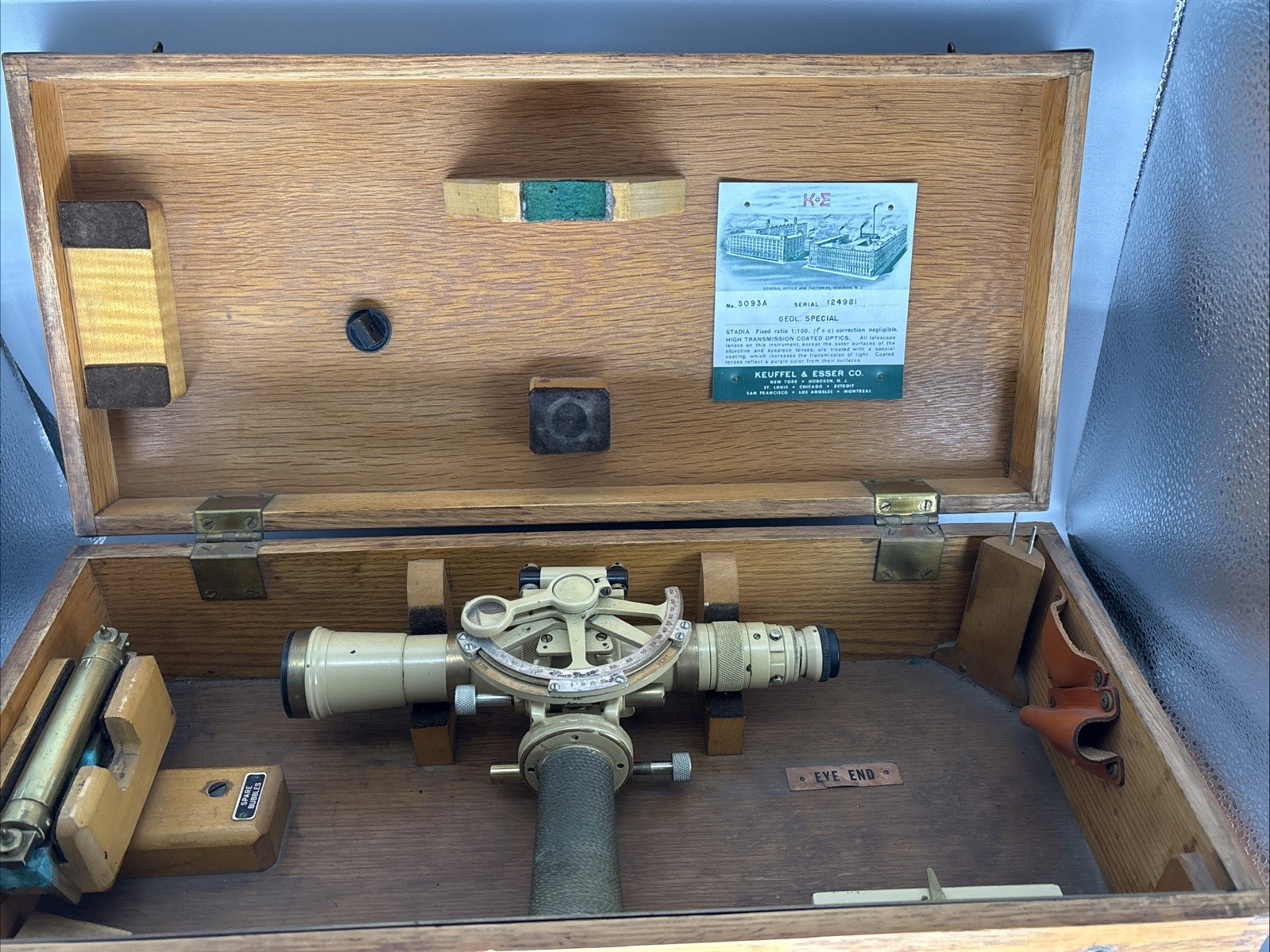 Vintage Keuffel & Esser 5093A Survey Transit Level W/ Box