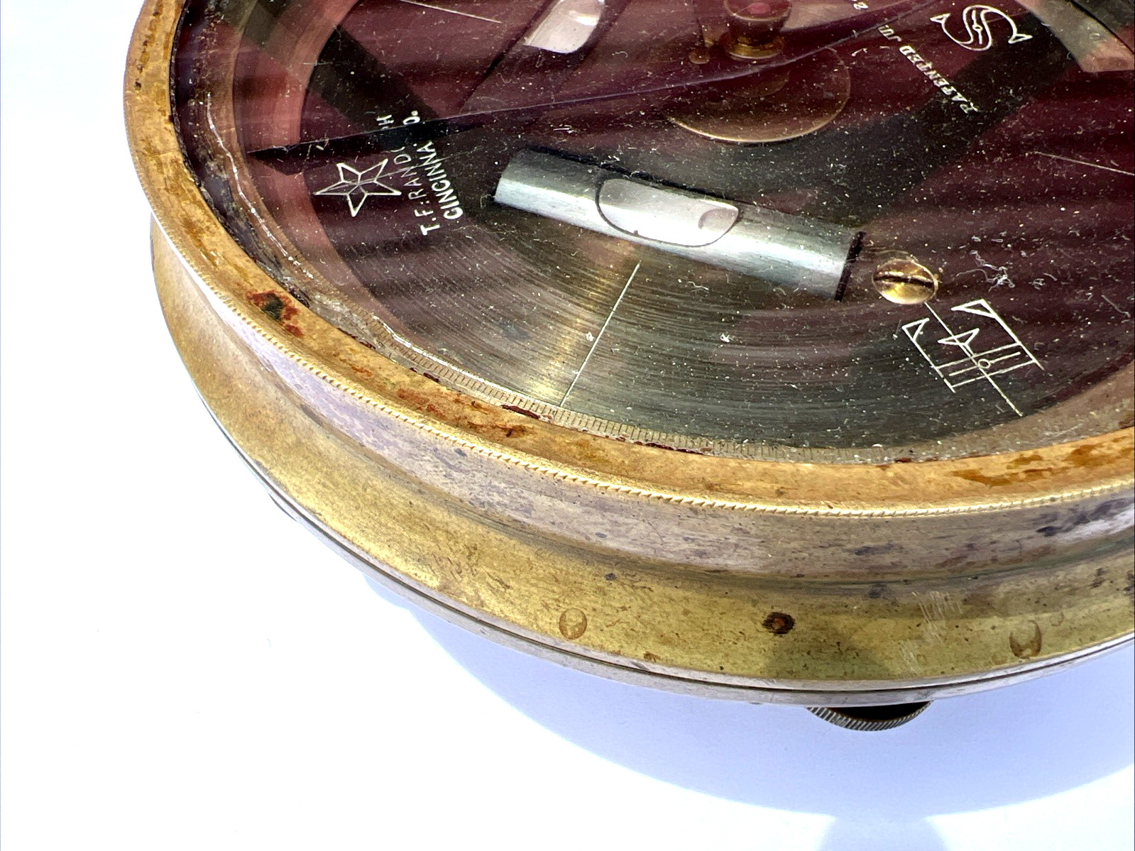 T.F. Randolph Antique Vintage Compass Survey Brass Alidade Transit Telescope