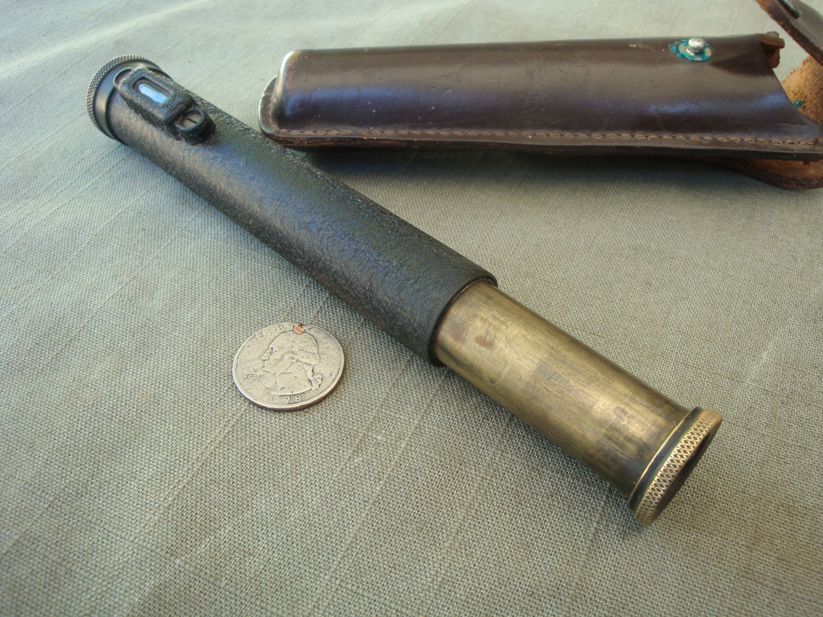 Vintage Hand Held Surveyor’s Sighting Level With Leather Belt Case