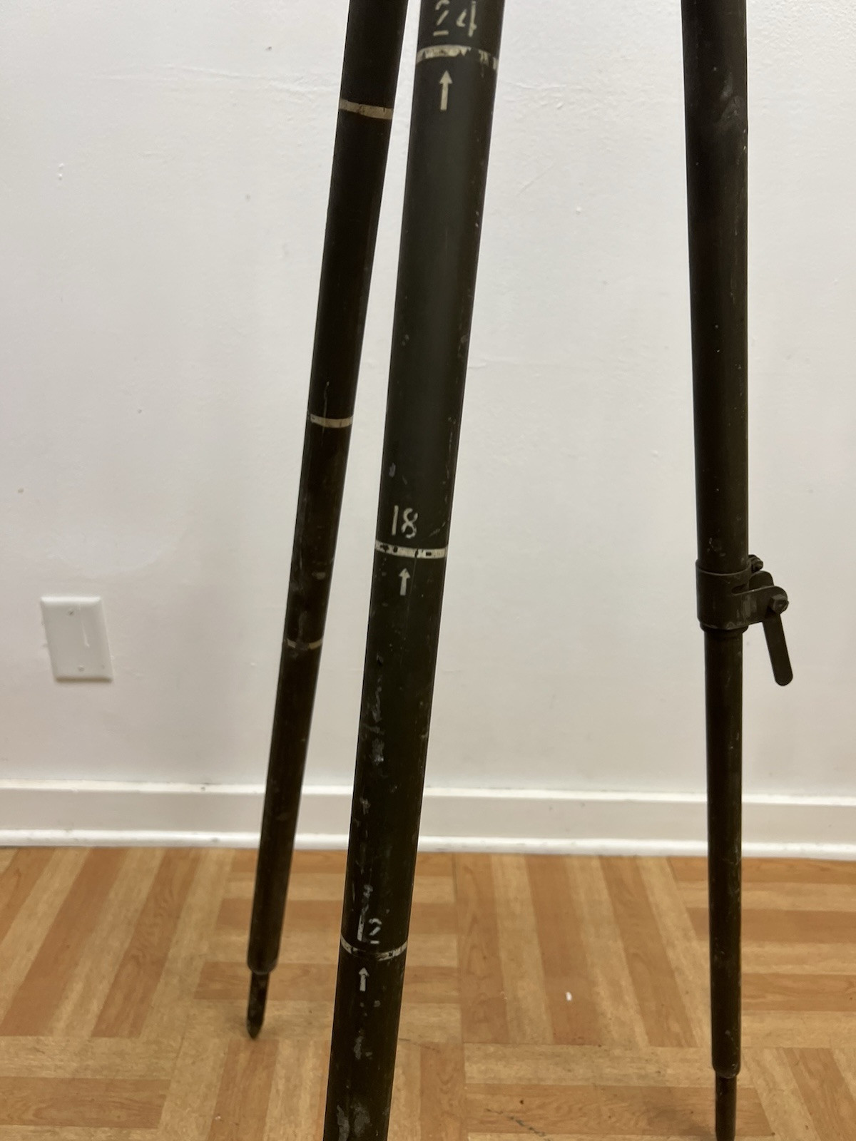 Vintage ALUMINUM TRIPOD metal military transit light stand survey industrial 4′