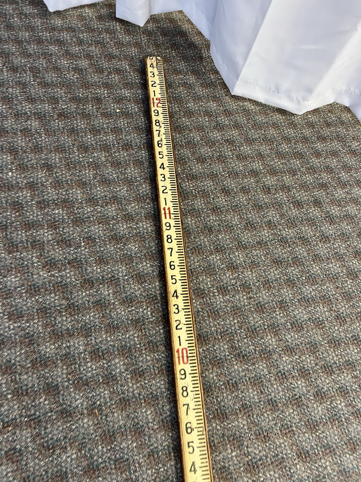 Vintage 12 Ft WOOD MEASURING STICK surveying rod rule wooden story pole brass
